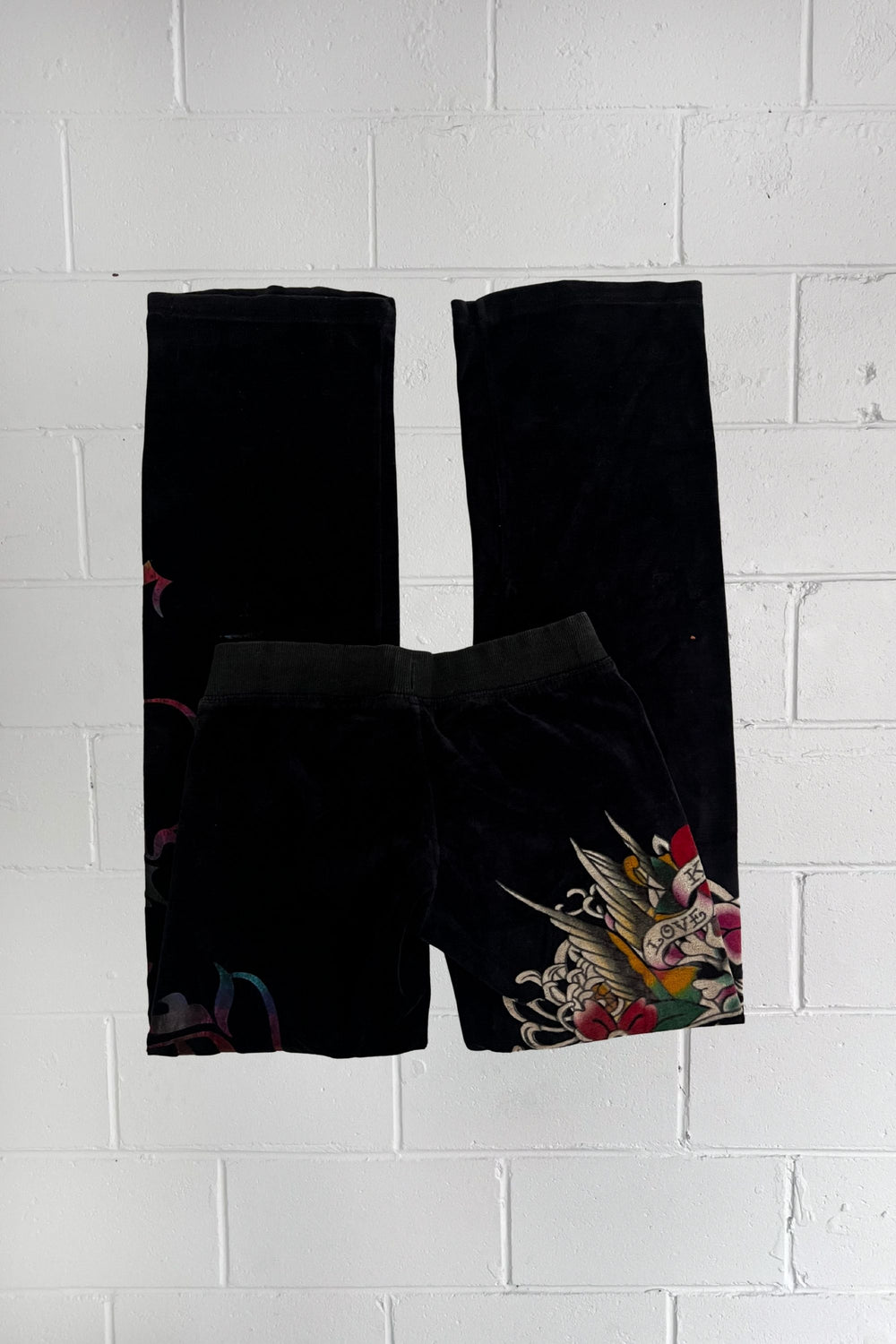 ED HARDY black graphic pants ★ Size estimated XS