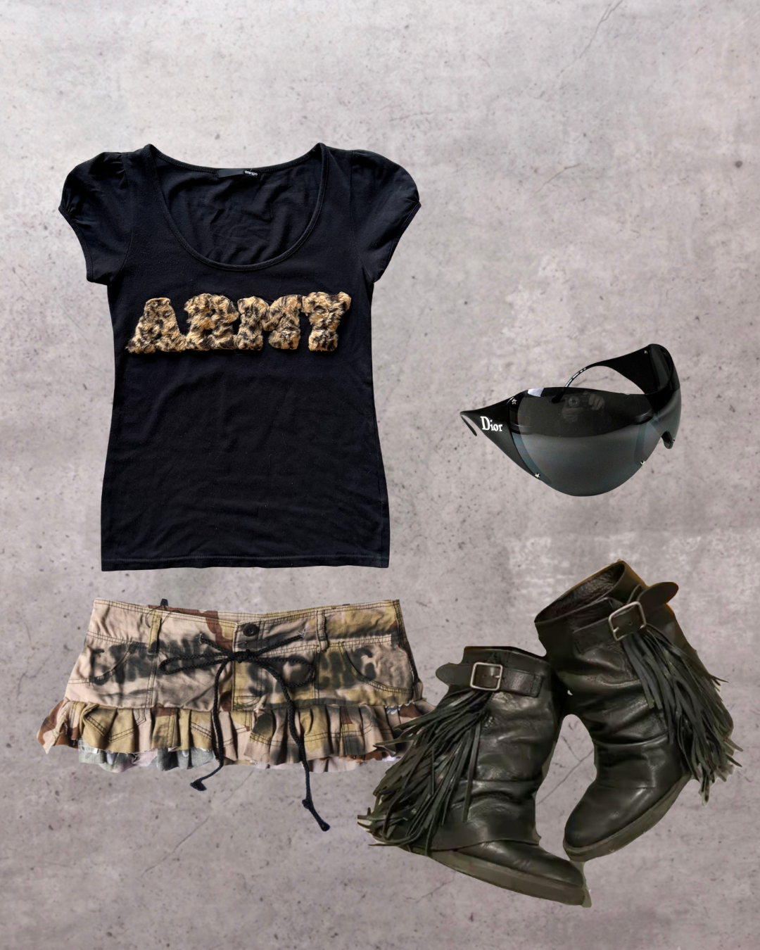 ONE SPO black "army" leopard top ★ Size est small/medium