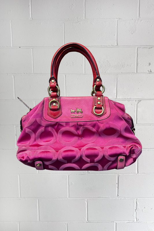 COACH hot pink monogram shoulder-bag + gold hardwear ★