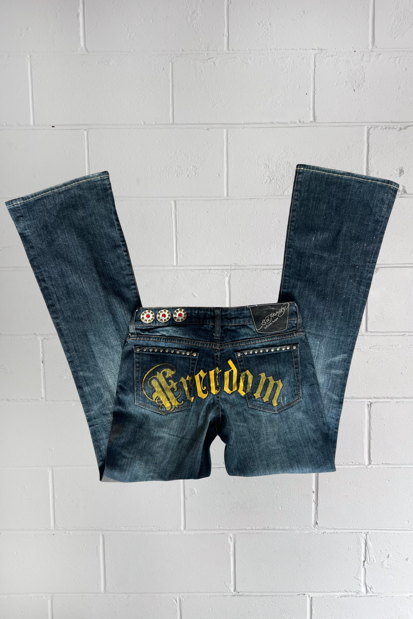 ED HARDY embellished graphic jeans ★ Size 28"