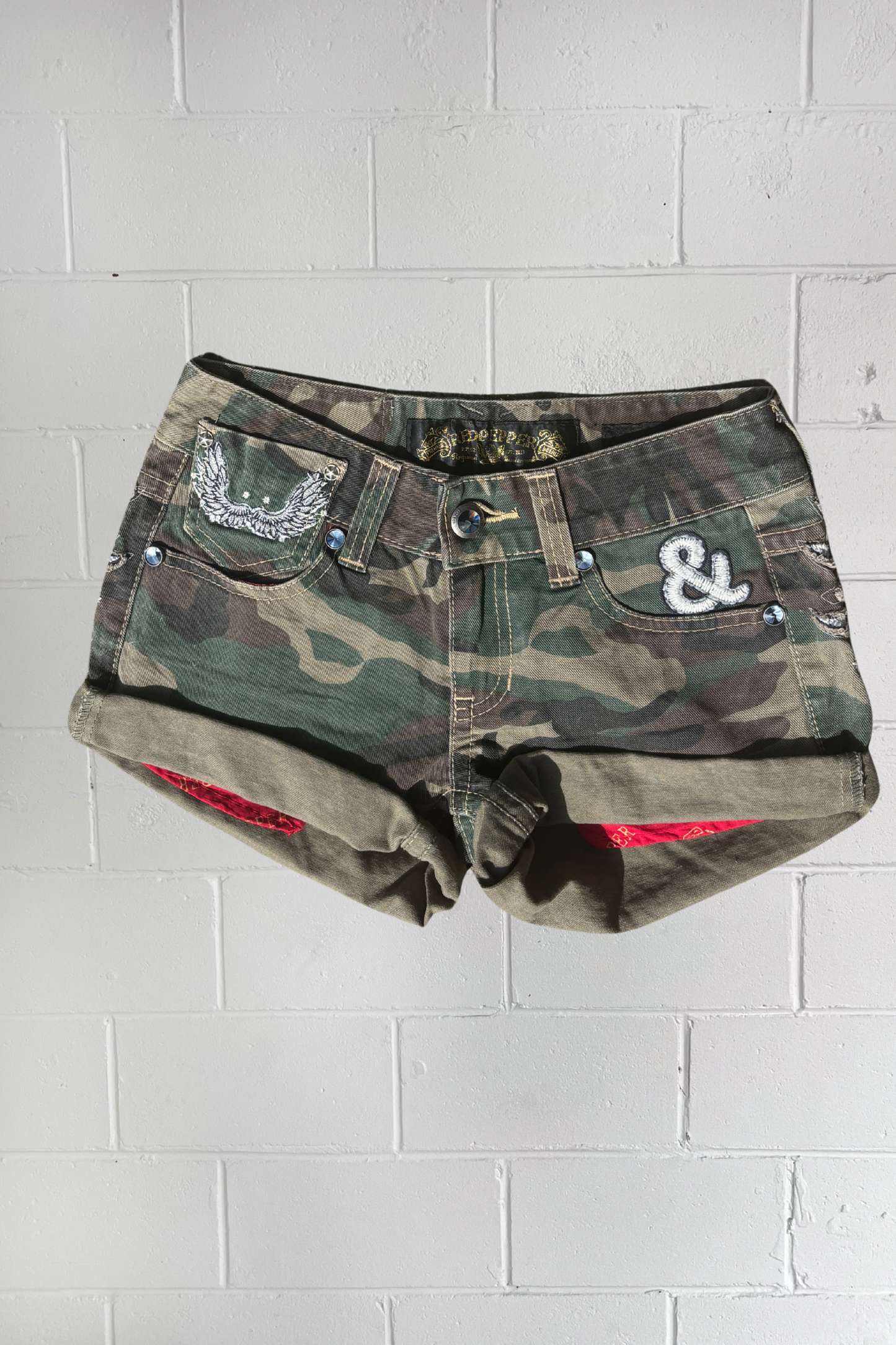 RED PEPPER camo mini shorts ★ Size 34