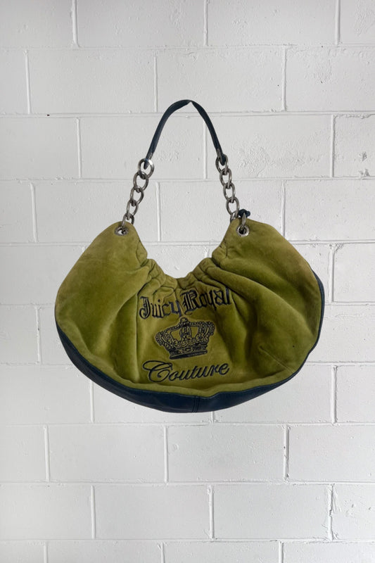 JUICY COUTURE green + navy velour bubble bag ★ RARE