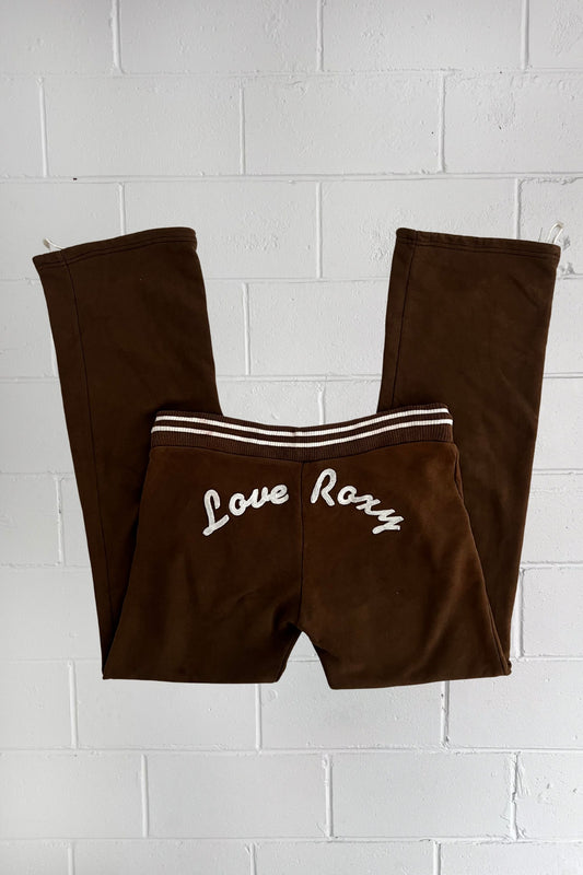 ROXY brown spellout trackpants ★ Size estimated 6-8