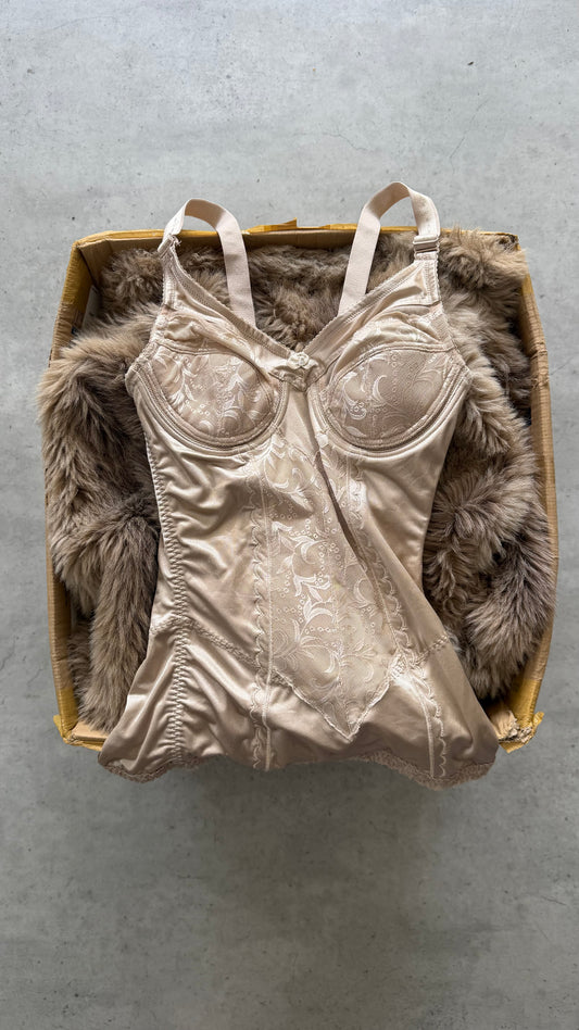 Gold satin vintage cupped corset ★ Size est small