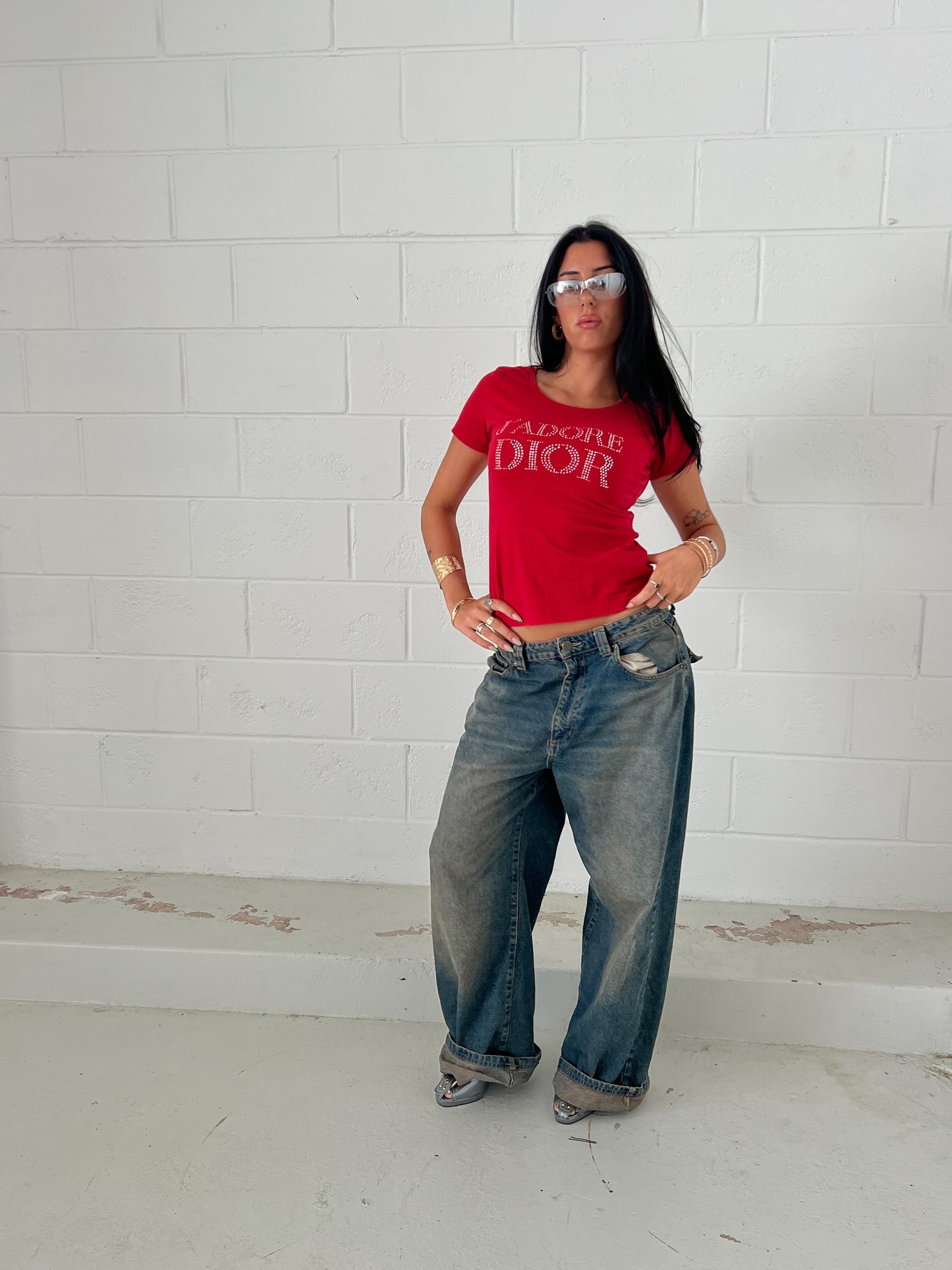 J'ADORE CHRISTIAN DIOR 2000's authentic red graphic baby T