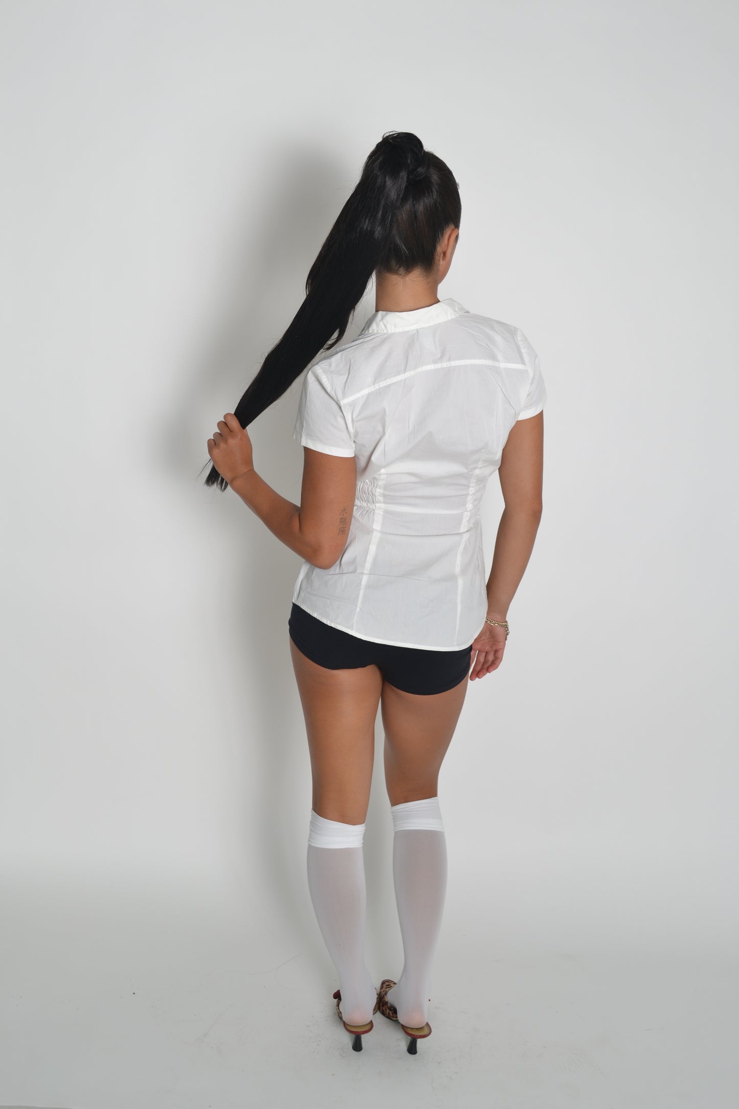 Vintage cinched white blouse
