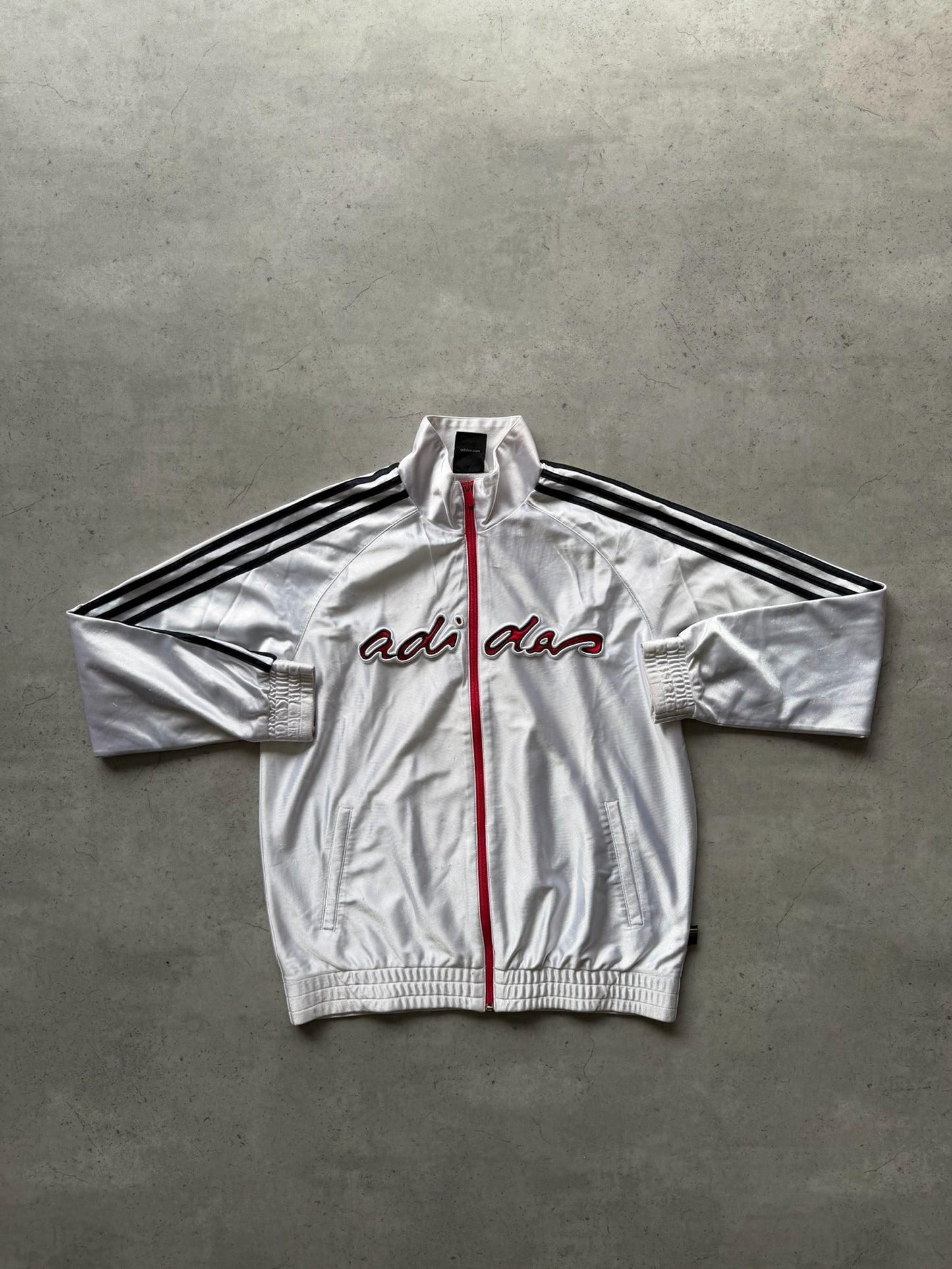 ADIDAS silver + red track jacket ★ Size labelled medium