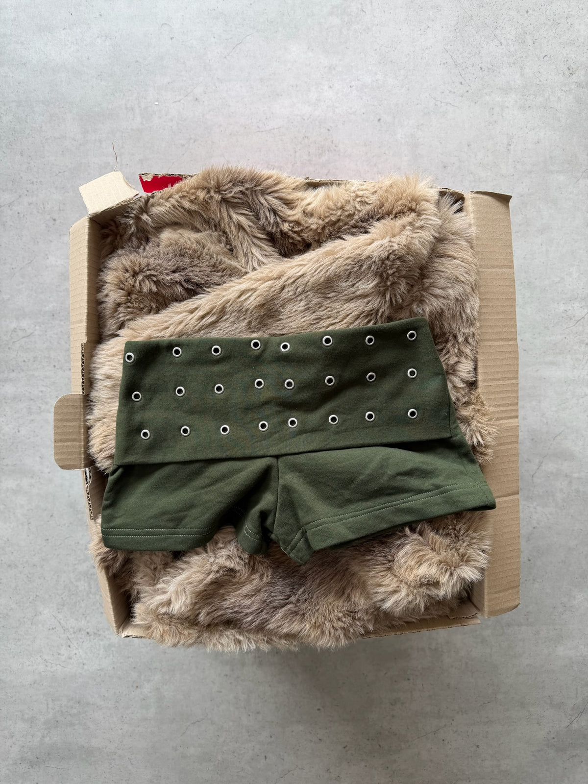 Khaki studded festival shorts ★ Size estimated small/medium