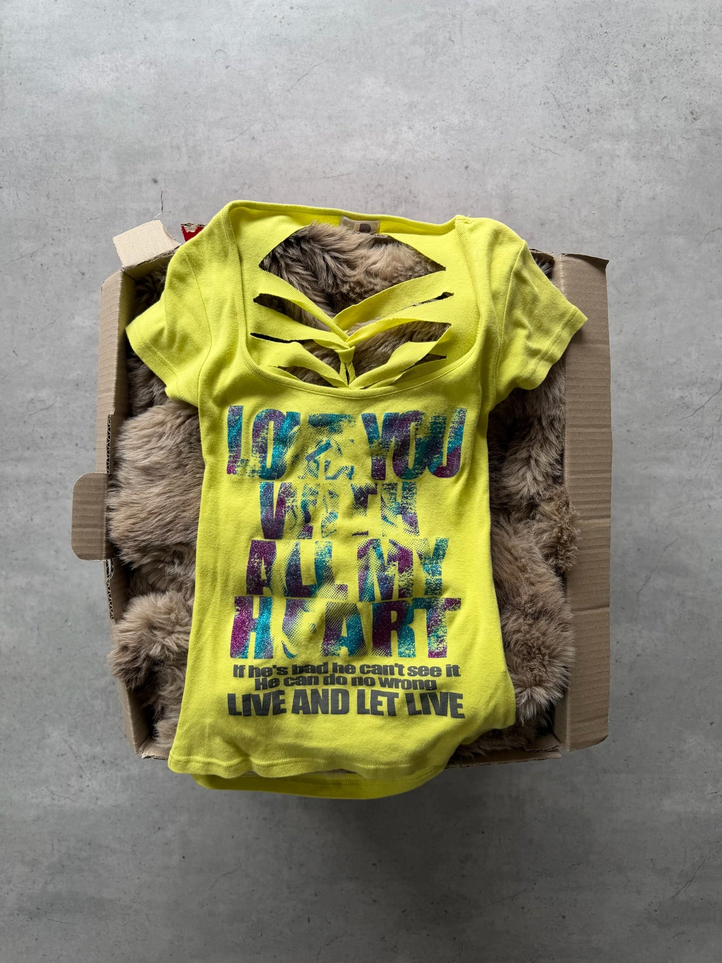 HONEY DROP neon green graphic top ★ Size est small
