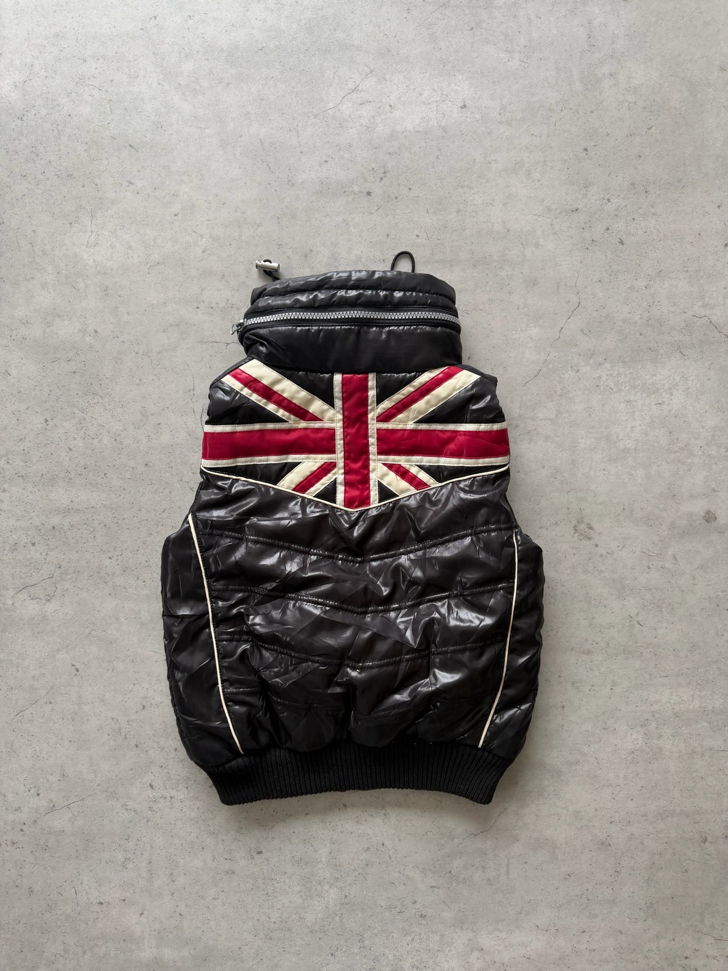 GANG BUSTER black "union jack" vest ★ Size est small