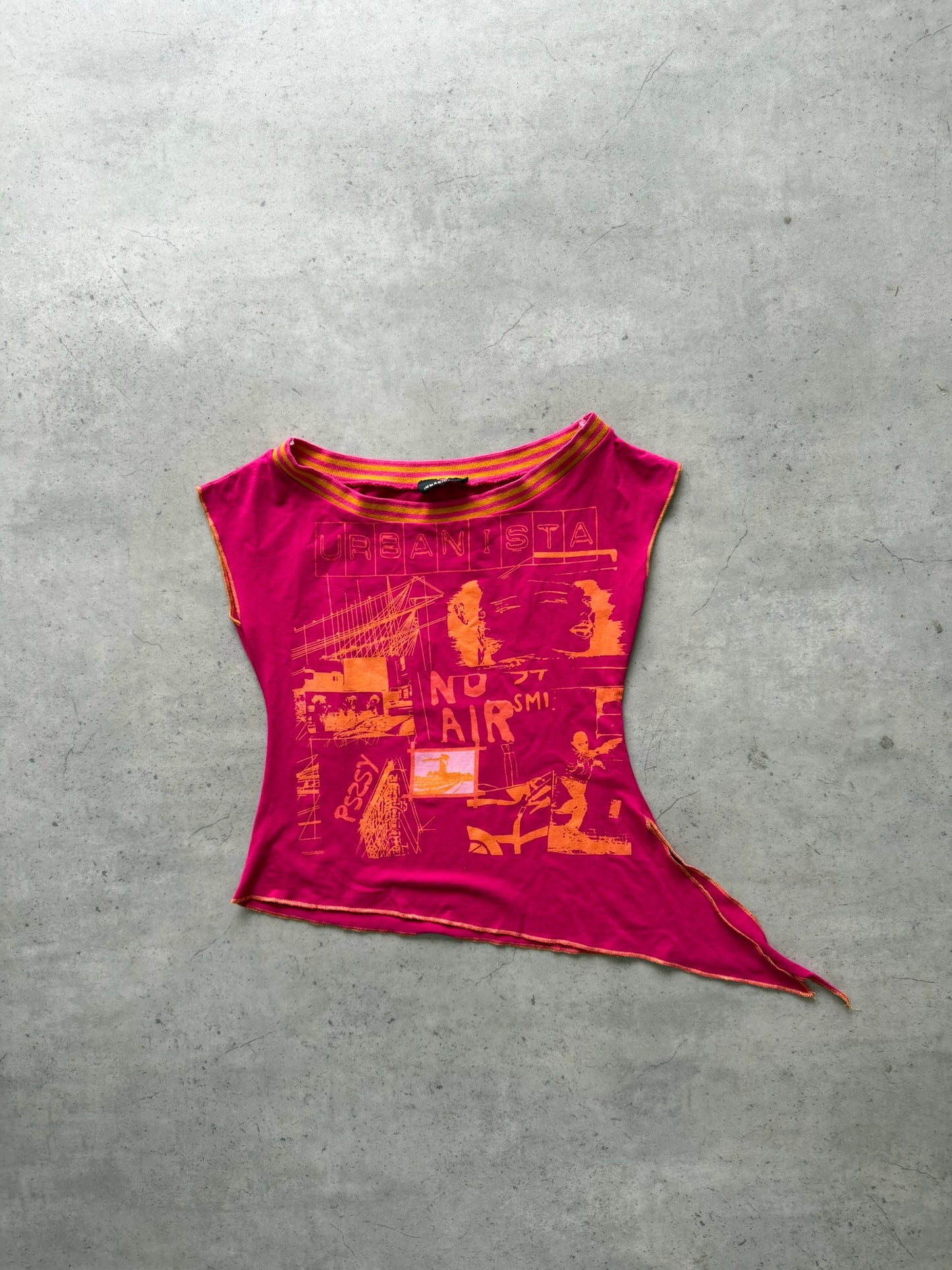 Pink + orange "urbanista" halter top ★ Size est medium/large