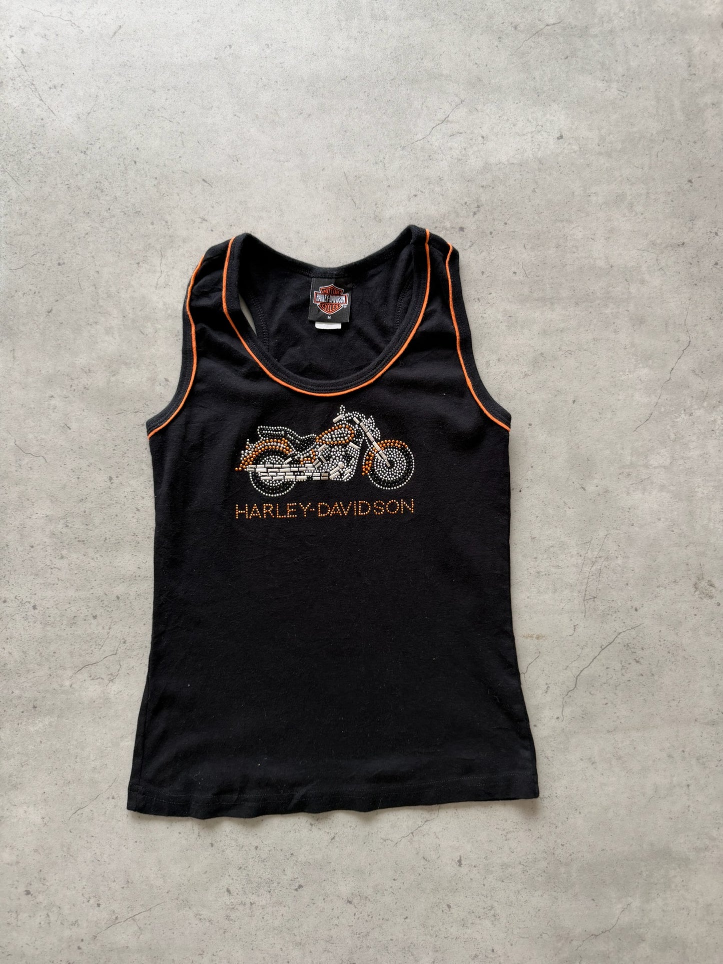 HARLEY DAVIDSON black + orange tank ★ Size labelled medium