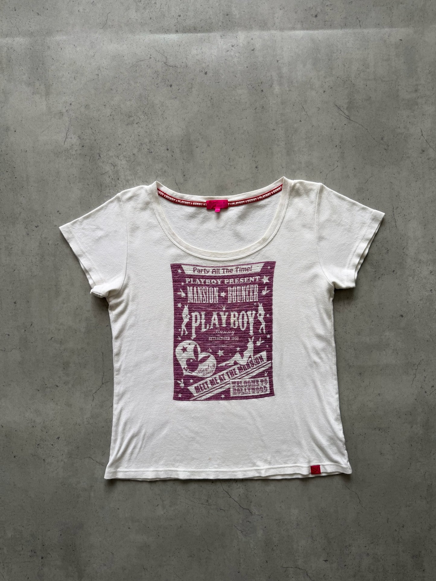 PLAYBOY pink 'PARTY ALL THE TIME' graphic T-Shirt ★ Size large