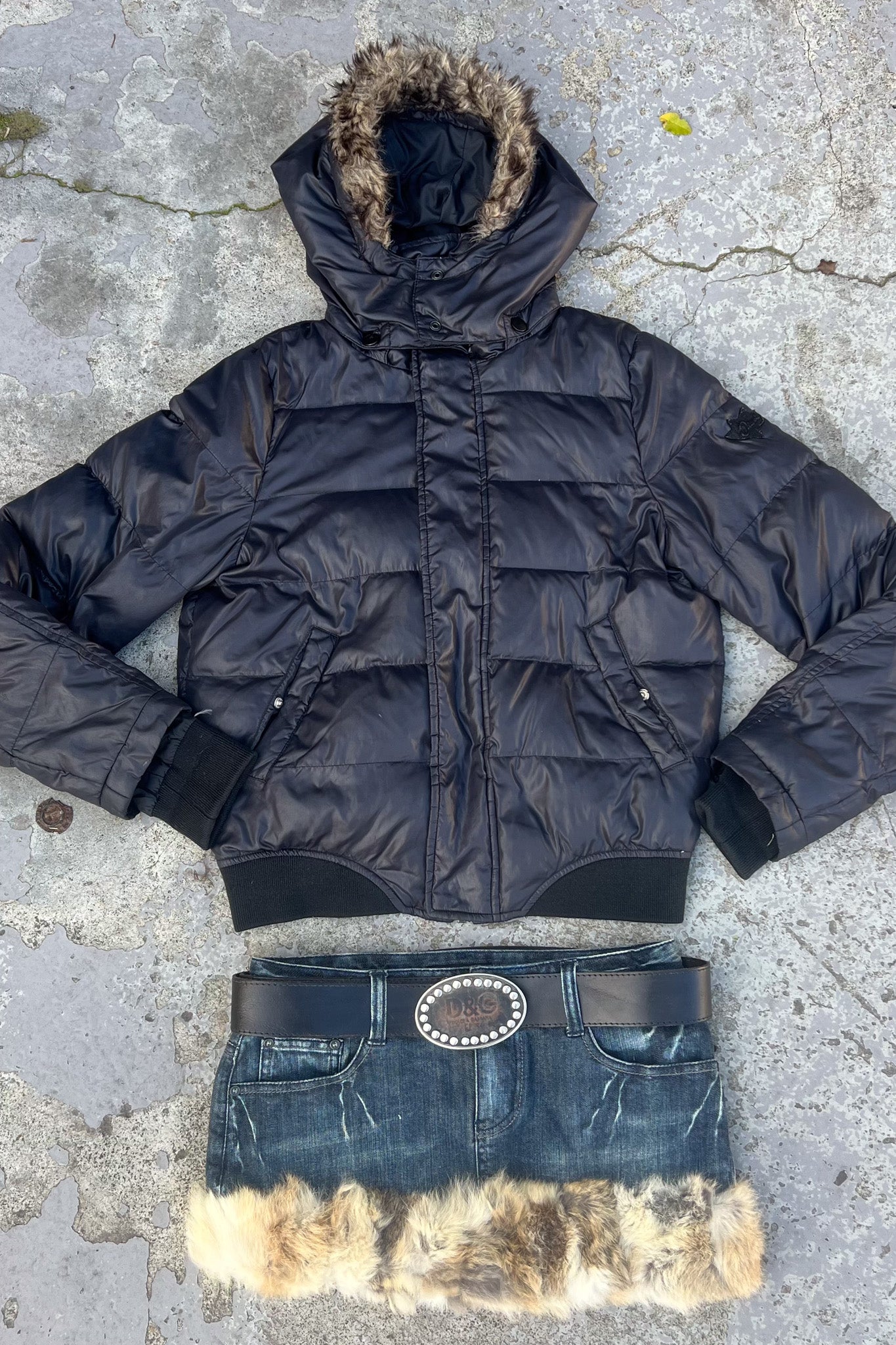 DIESEL vintage black puffer jacket - Fur trimming
