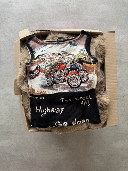 ANNA BASSANI black "motorcycle" top ★ Size est medium