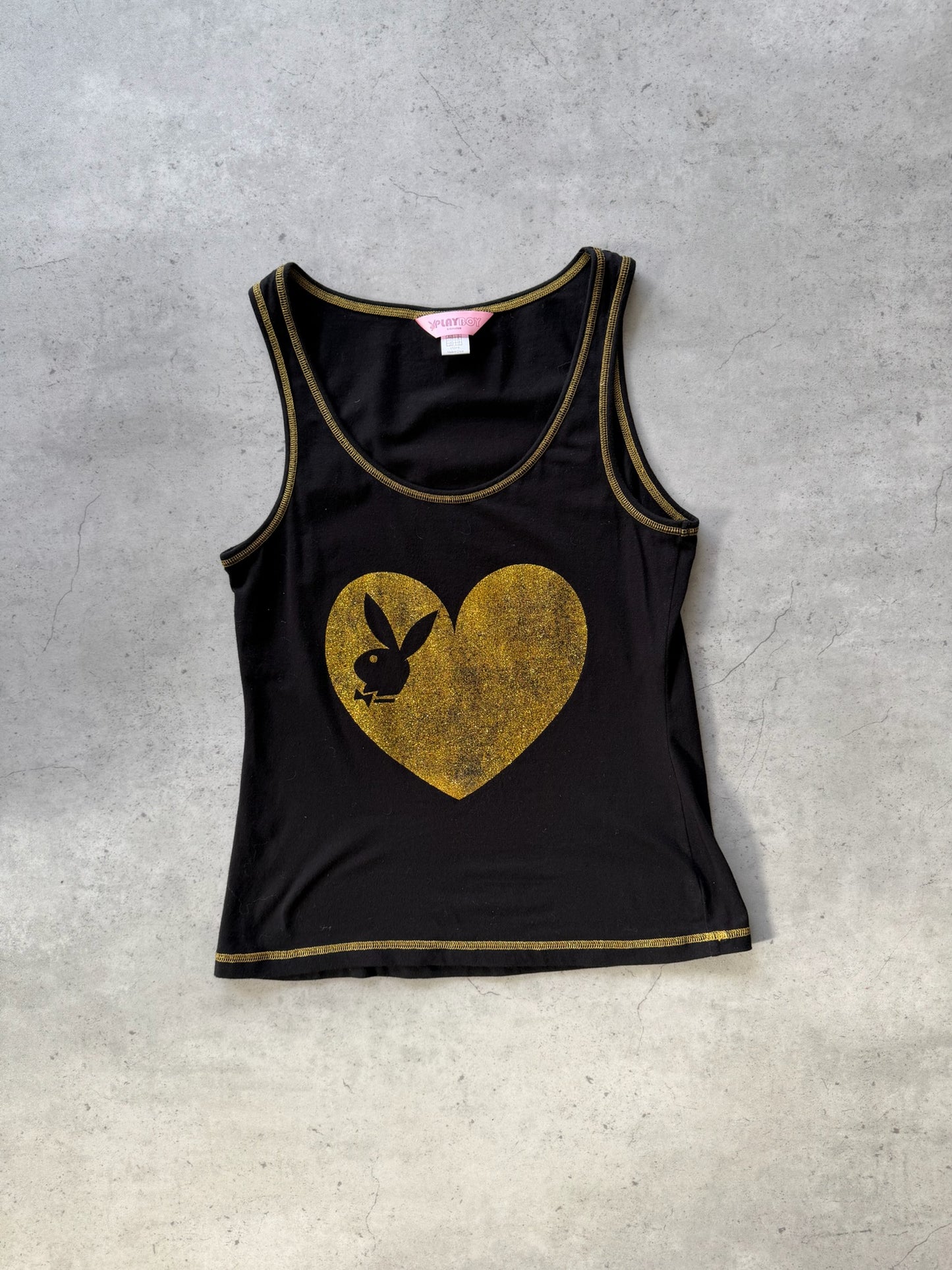 PLAYBOY black + gold tank ★ Size labelled medium