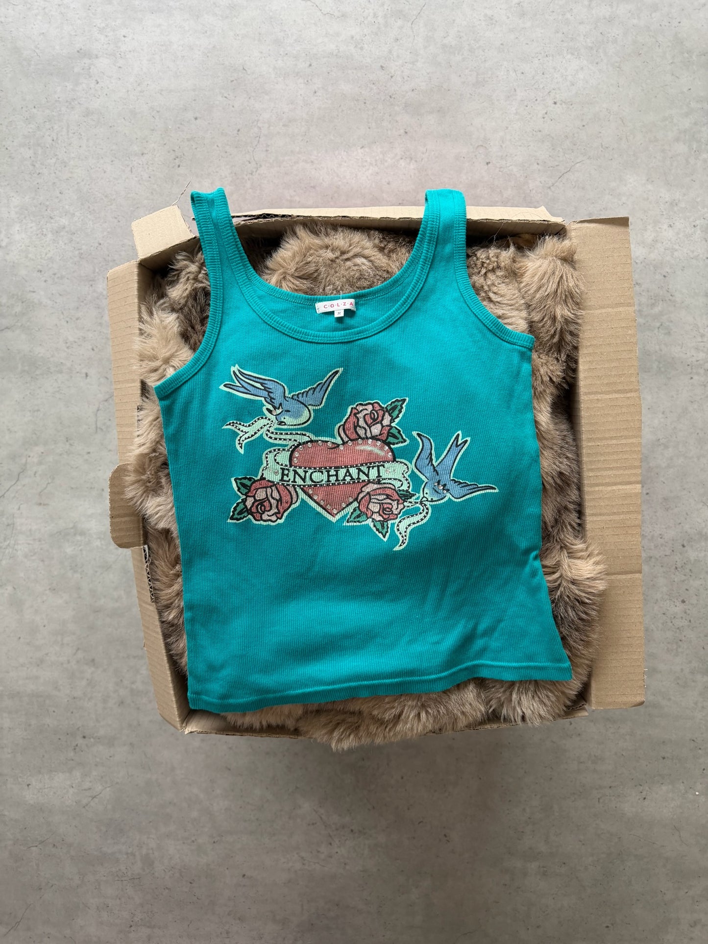 COLZA teal graphic tank ★ Size labelled medium