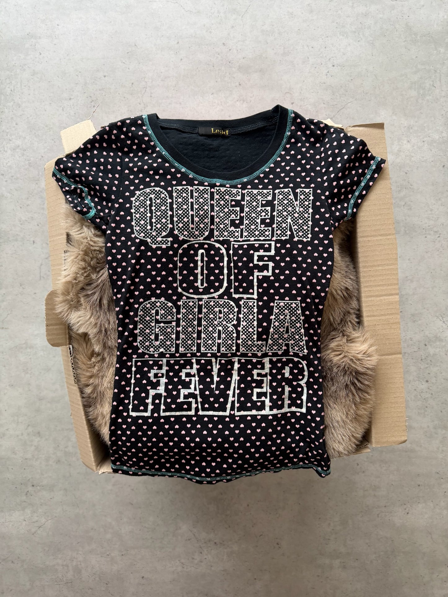 Black + pink polka dot top ★ Size est small/medium