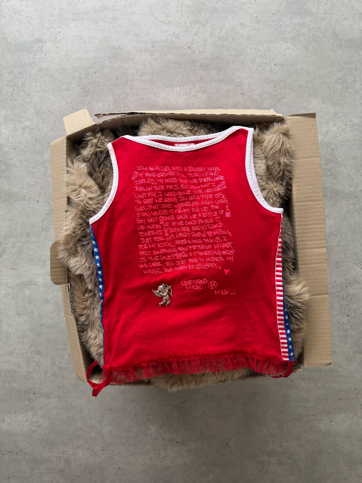 MILK red + blue "cupid" graphic tank ★ Size est medium/large