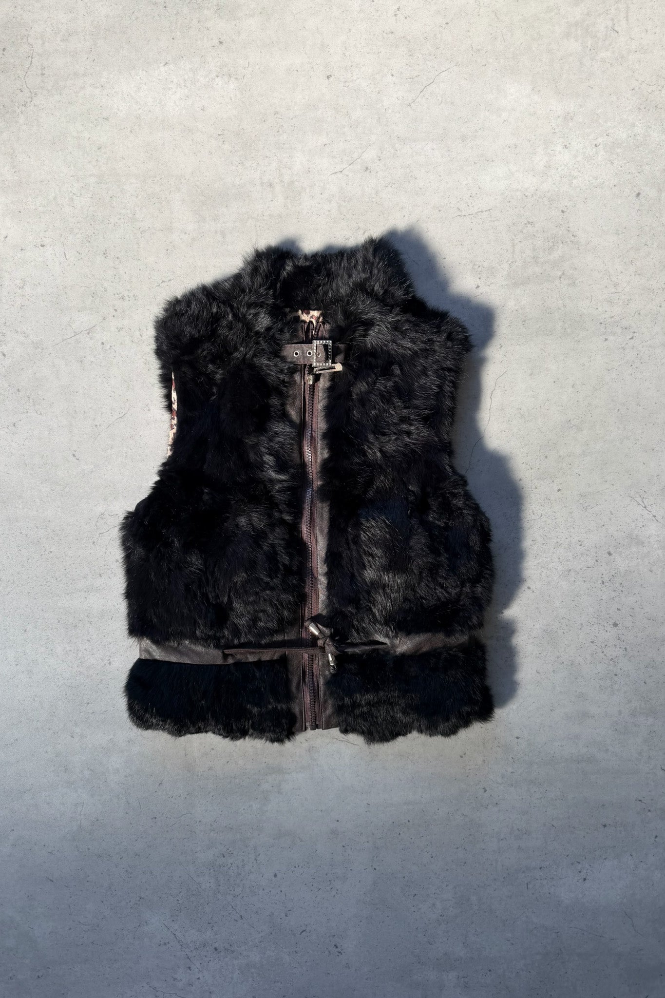 Vintage black feux fur vest jacket ★ Size est small