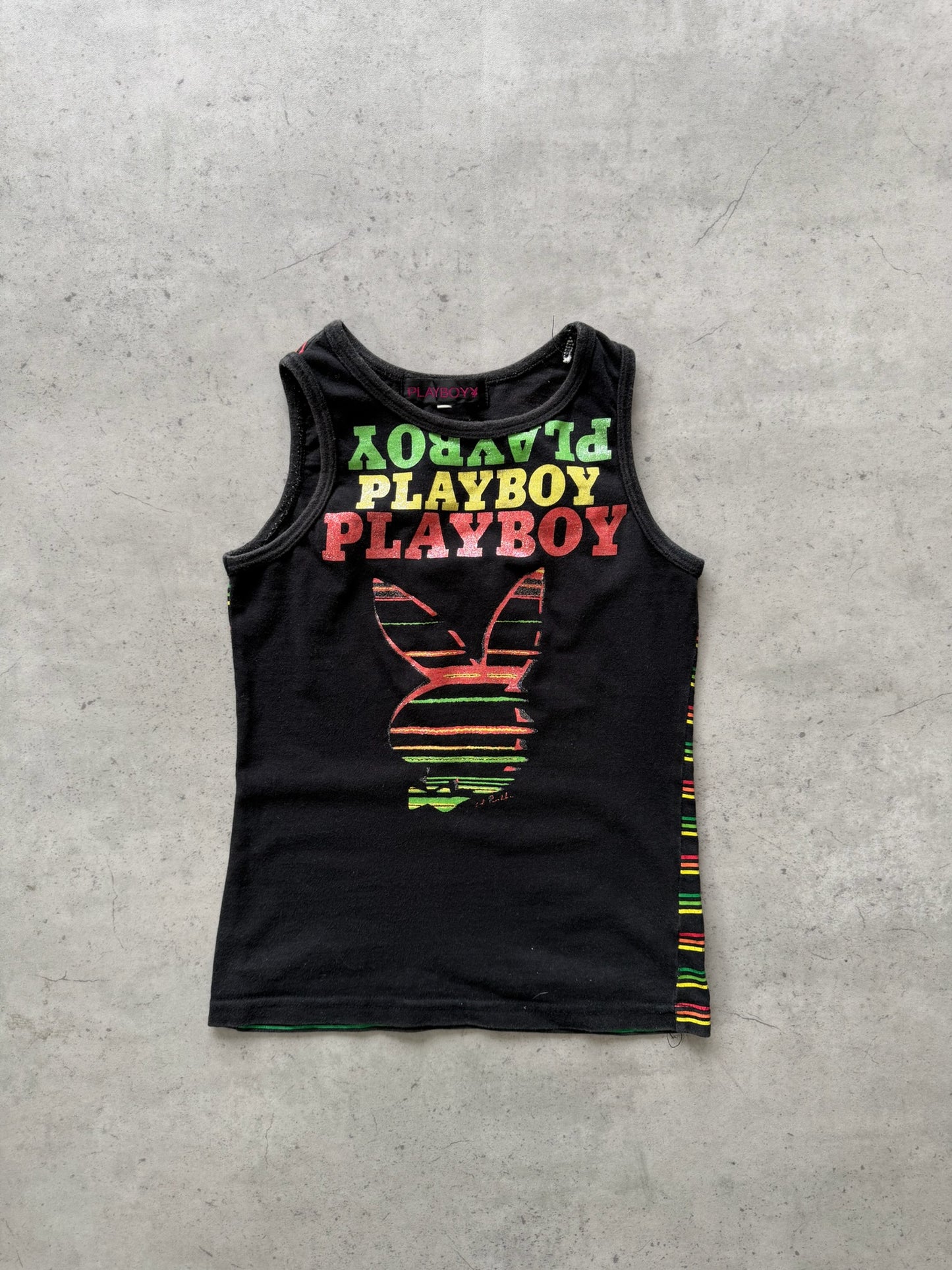 PLAYBOY red +yellow + green tank ★ Size labelled small
