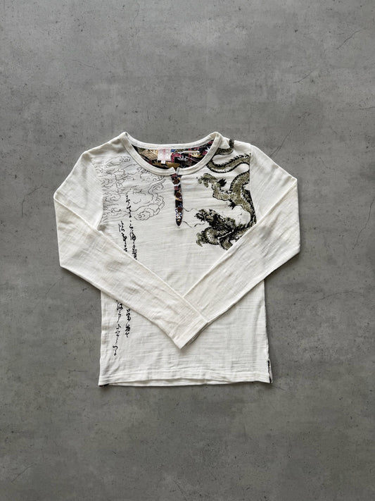 Chinese art white long sleeve ★ Size est small