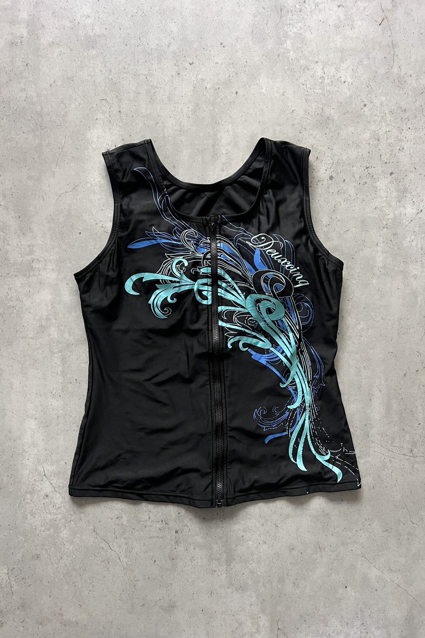 Black aqua swirl black sport tank ★ Size estimated XL