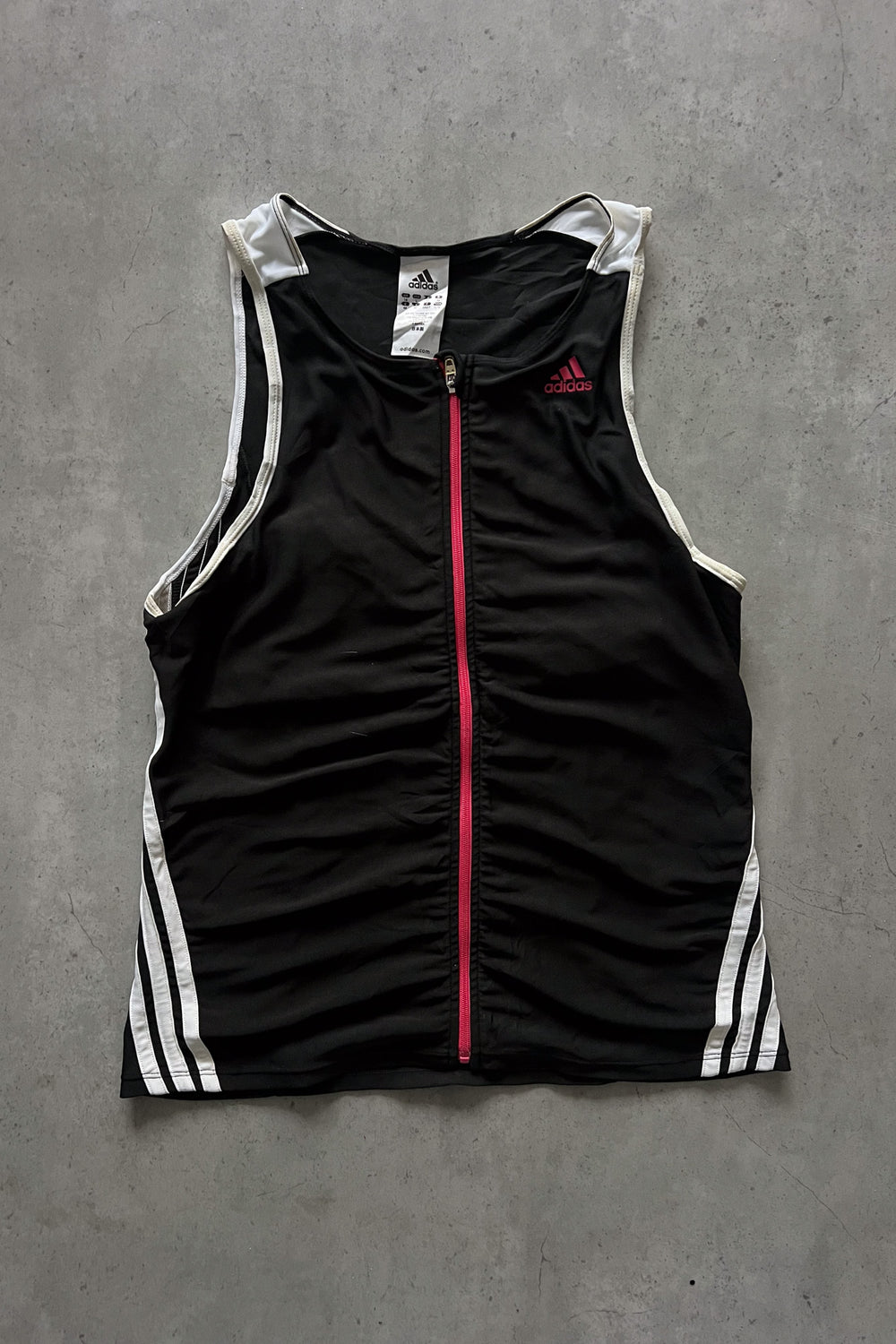 ADIDAS black + pink logo sport tank ★ Size UK 18
