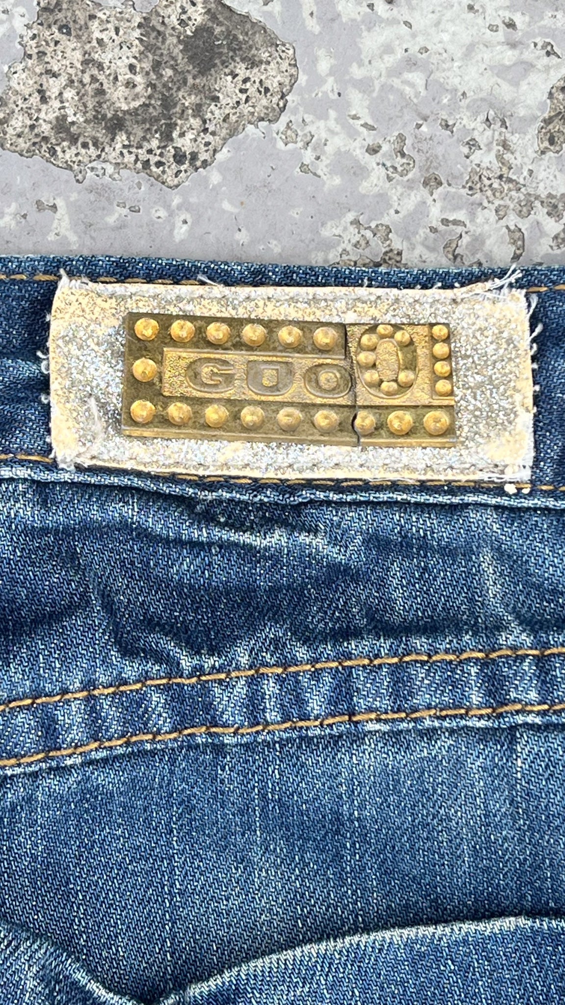 Denim fur trim festival mini skirt + Patchwork