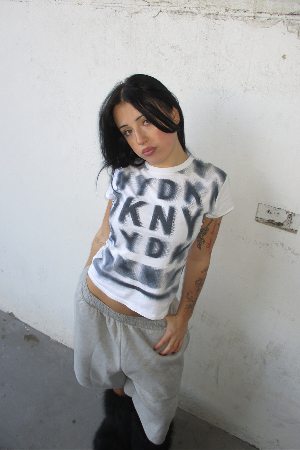 DKNY graphic white tee ★ Size labelled Xsmall