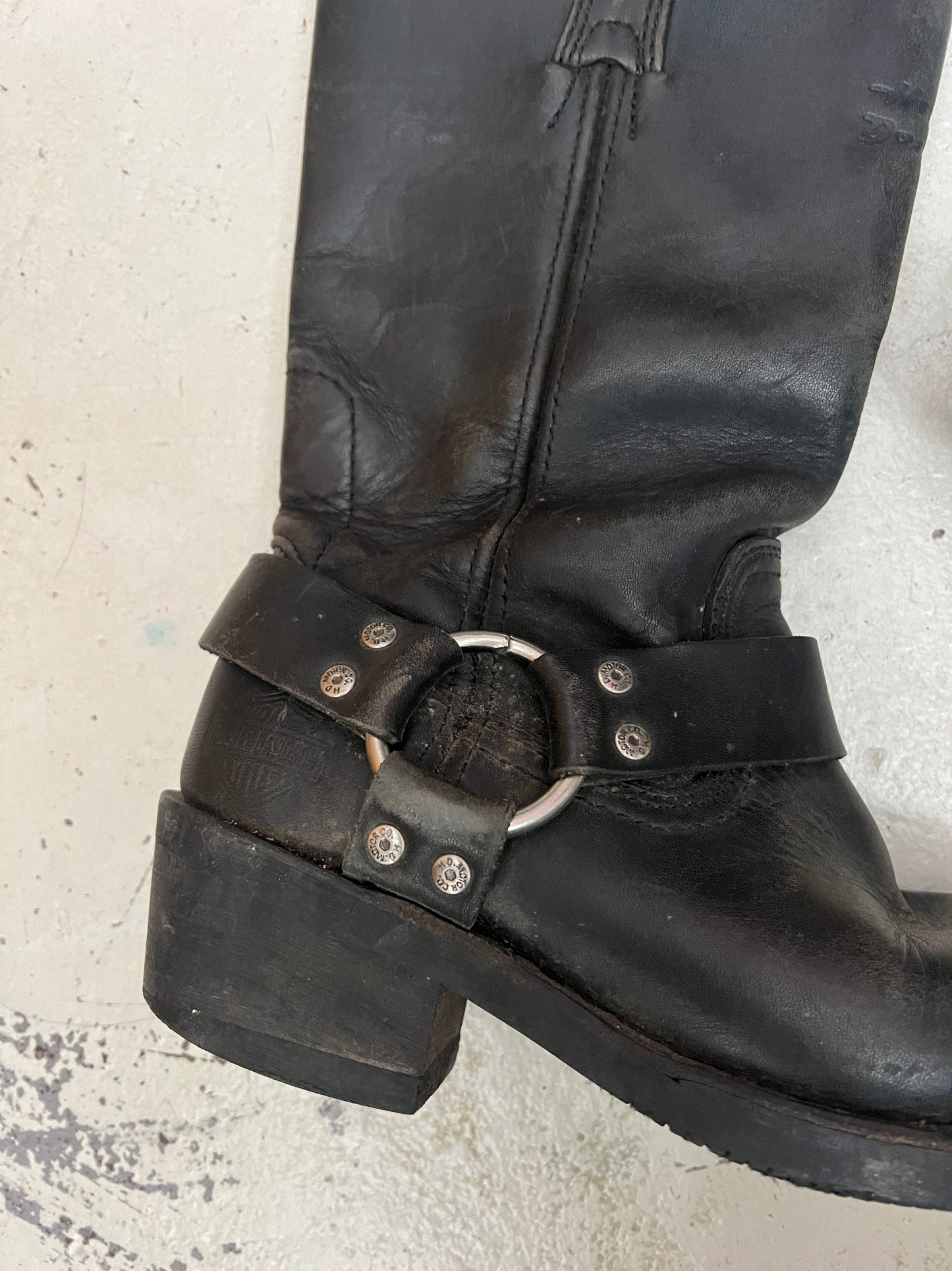 HARLEY DAVIDSON black buckle boots ★ Size est 38