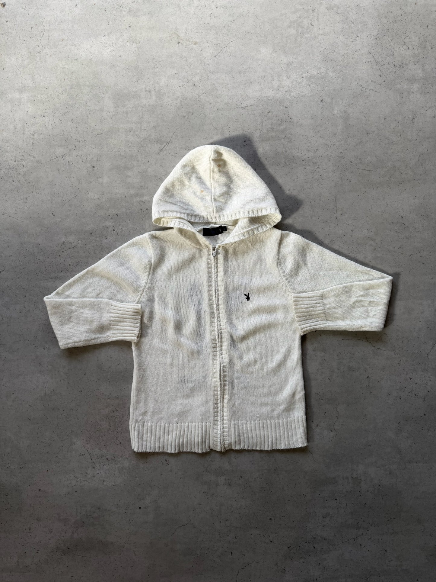 PLAYBOY white hooded knit ★ Size labelled large