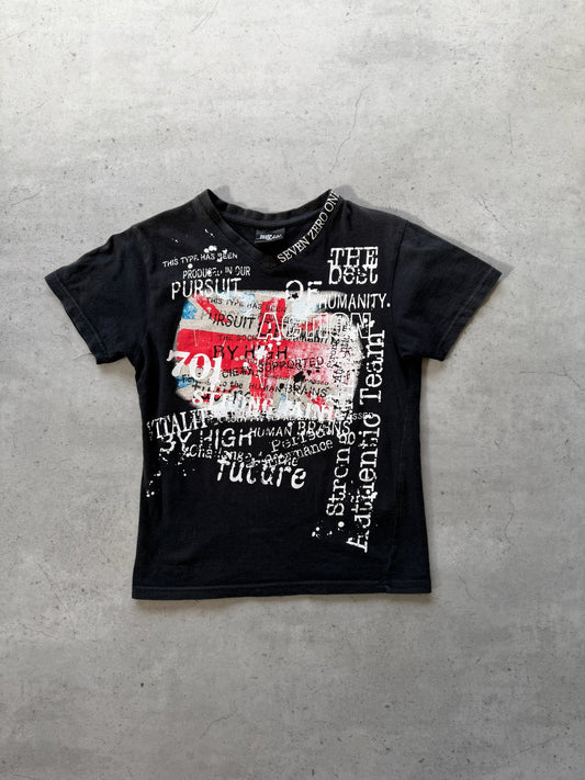SEVEN ZERO ONE black graphic tee ★ Size est small