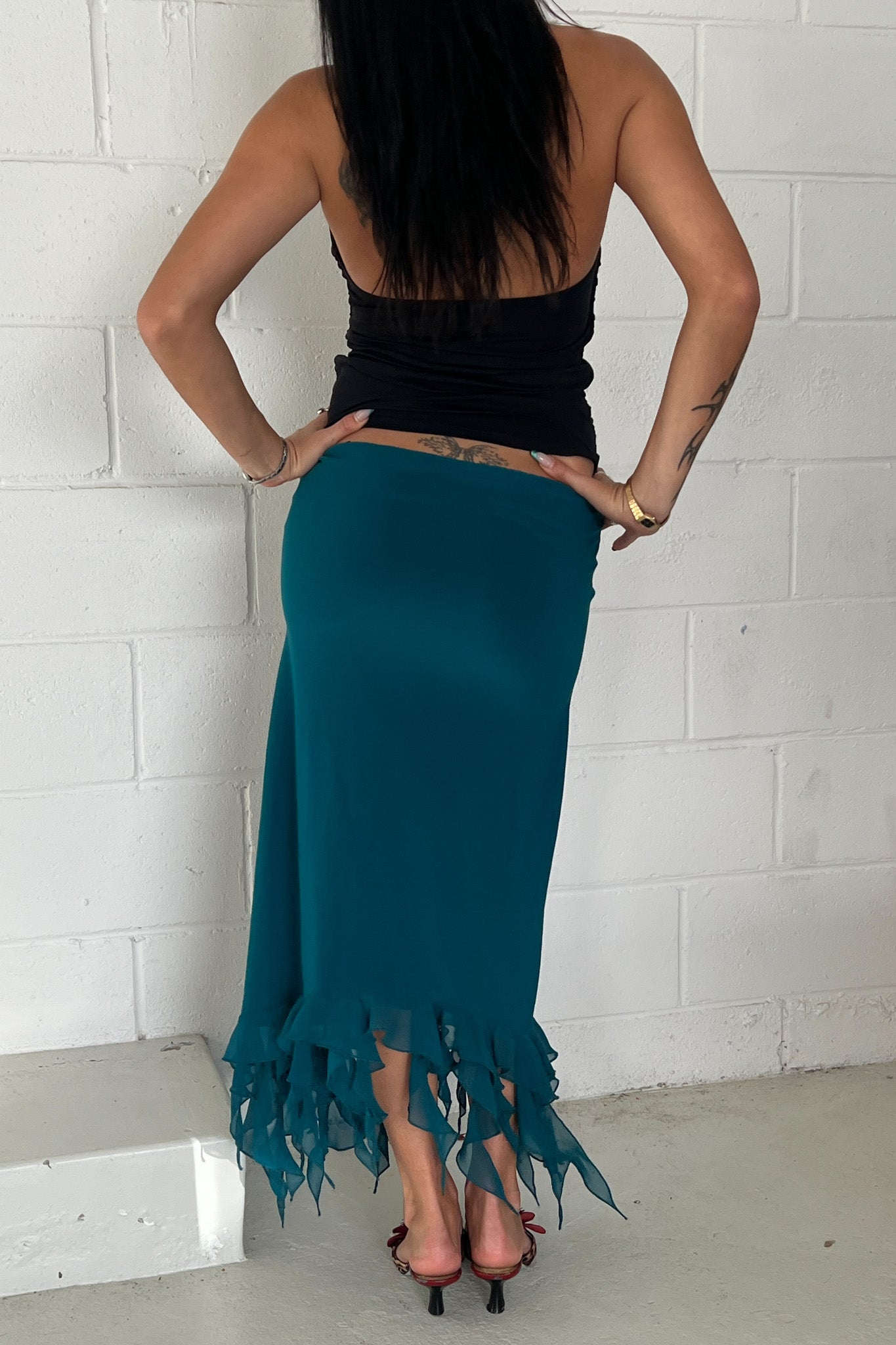 Turquoise vintage maxi skirt