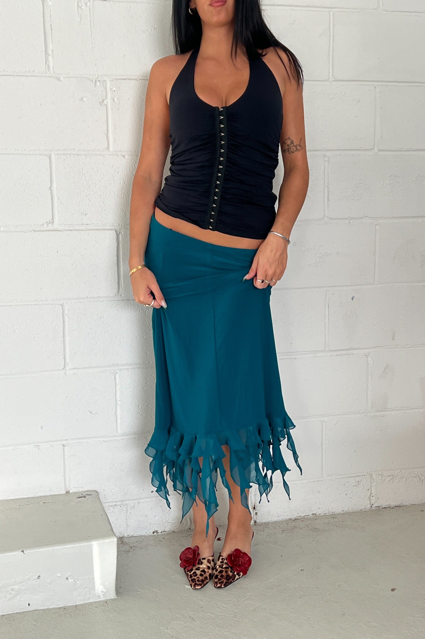 Turquoise vintage maxi skirt