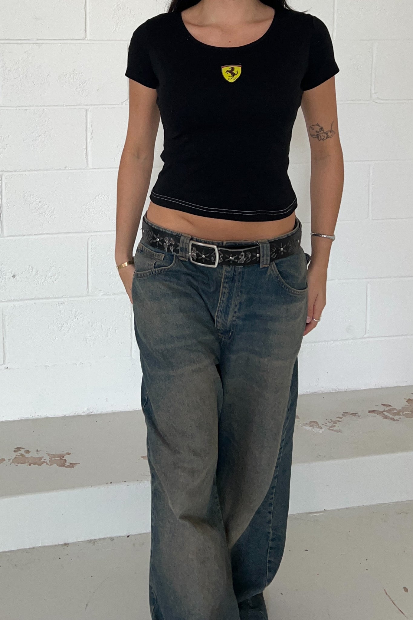 FERRARI Bootleg vintage Black baby tee