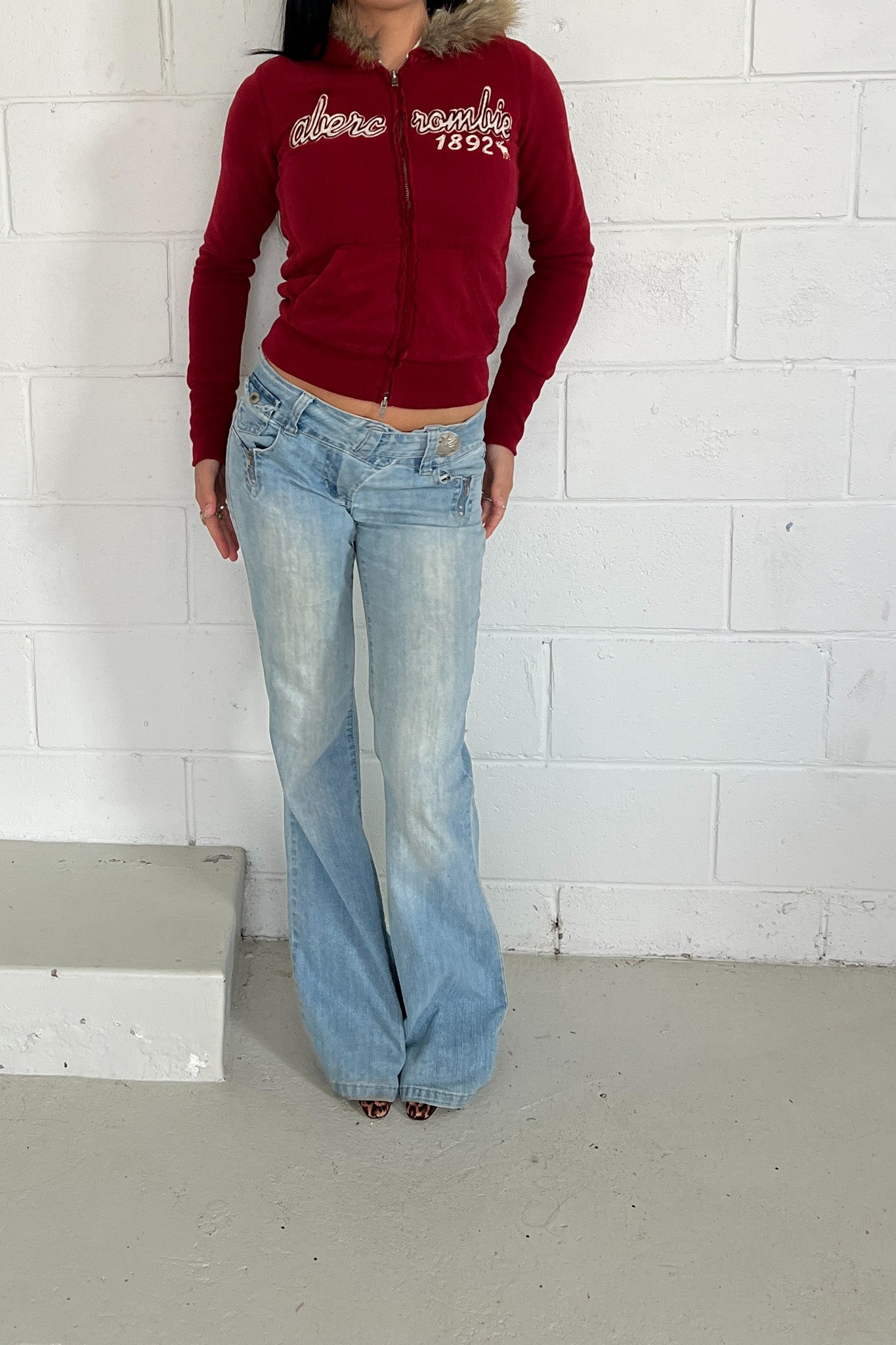 ABERCROMBIE '1892' red fur jacket - Double zip