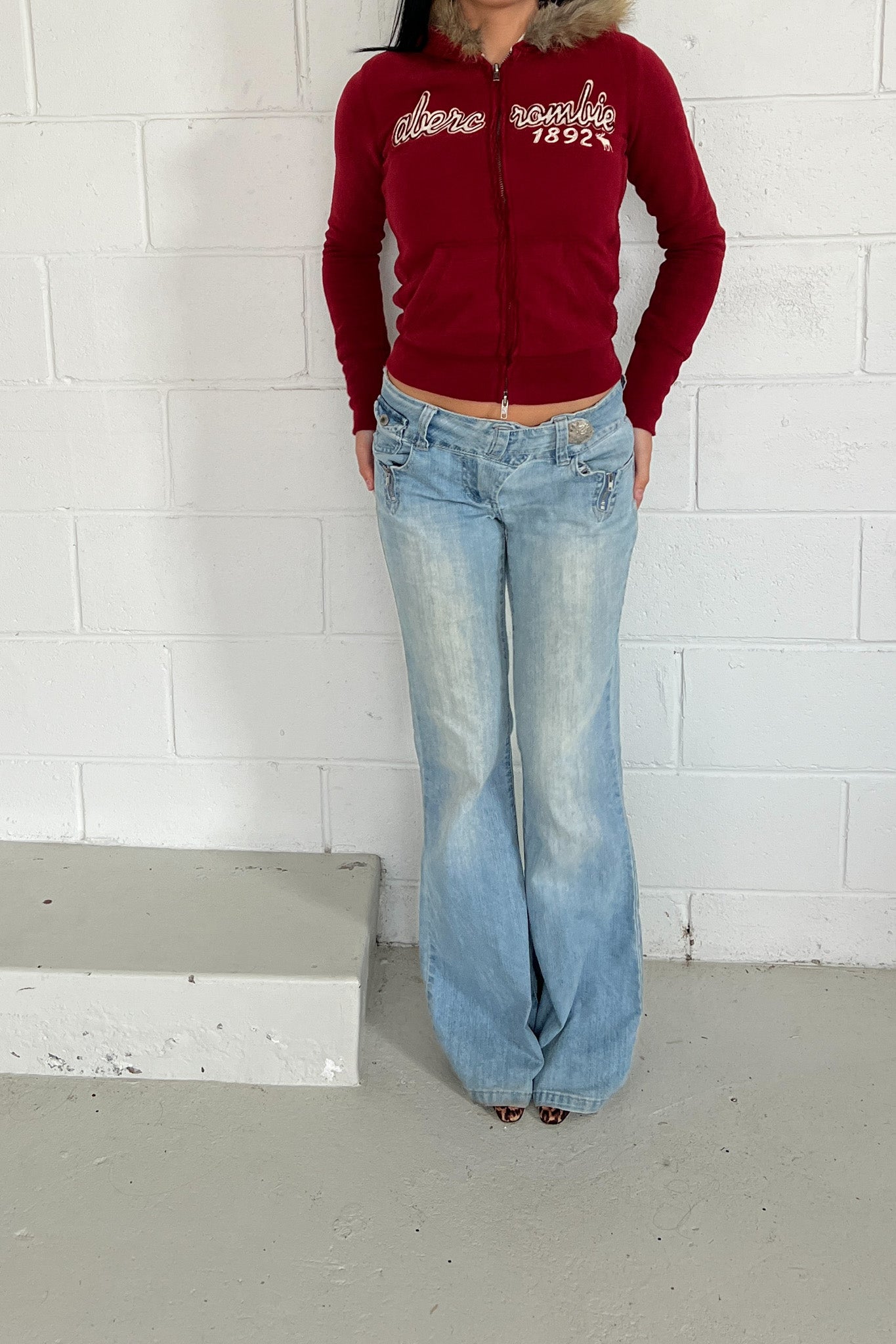 ABERCROMBIE '1892' red fur jacket - Double zip