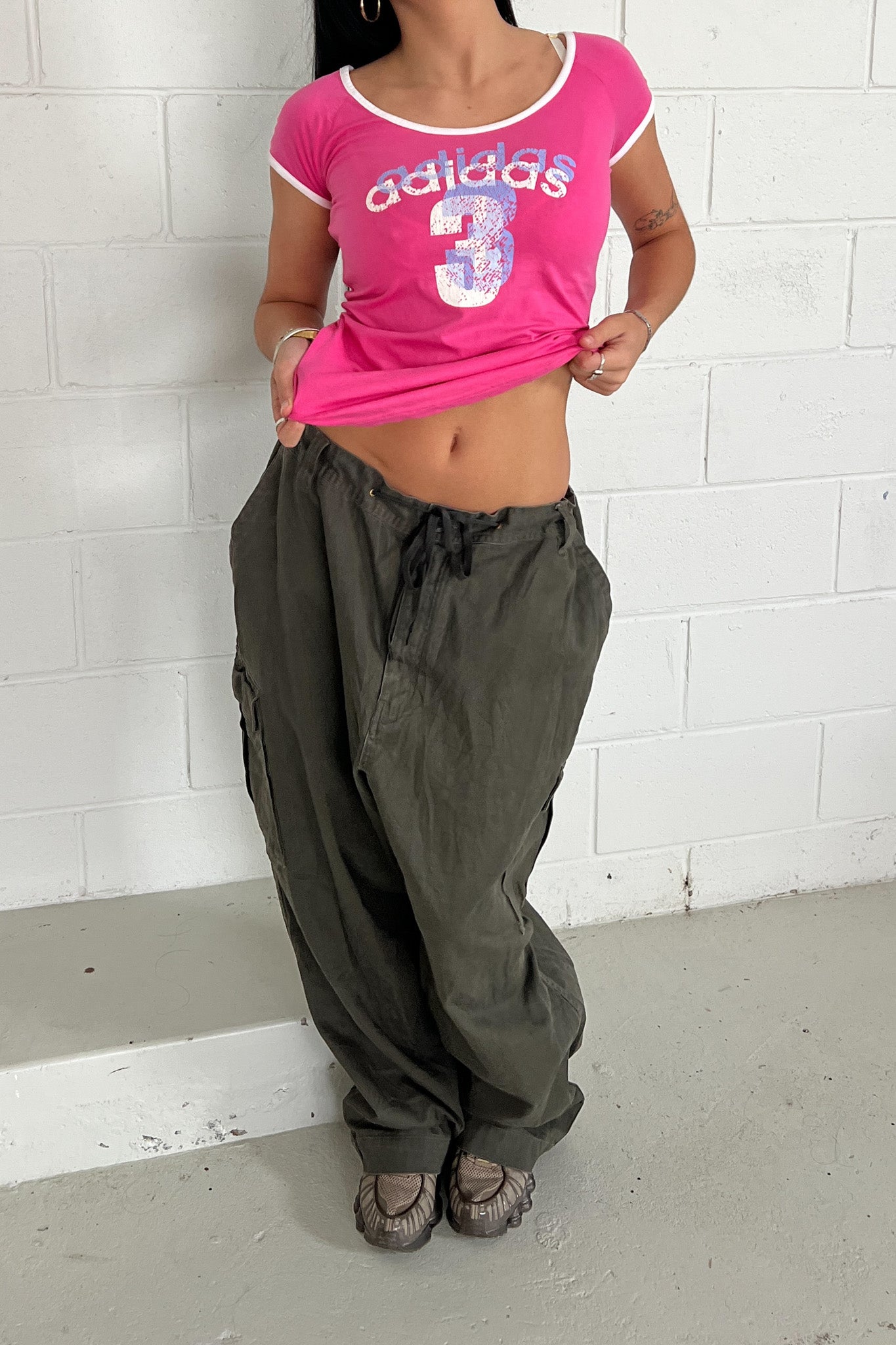 ADIDAS pink tie back tee