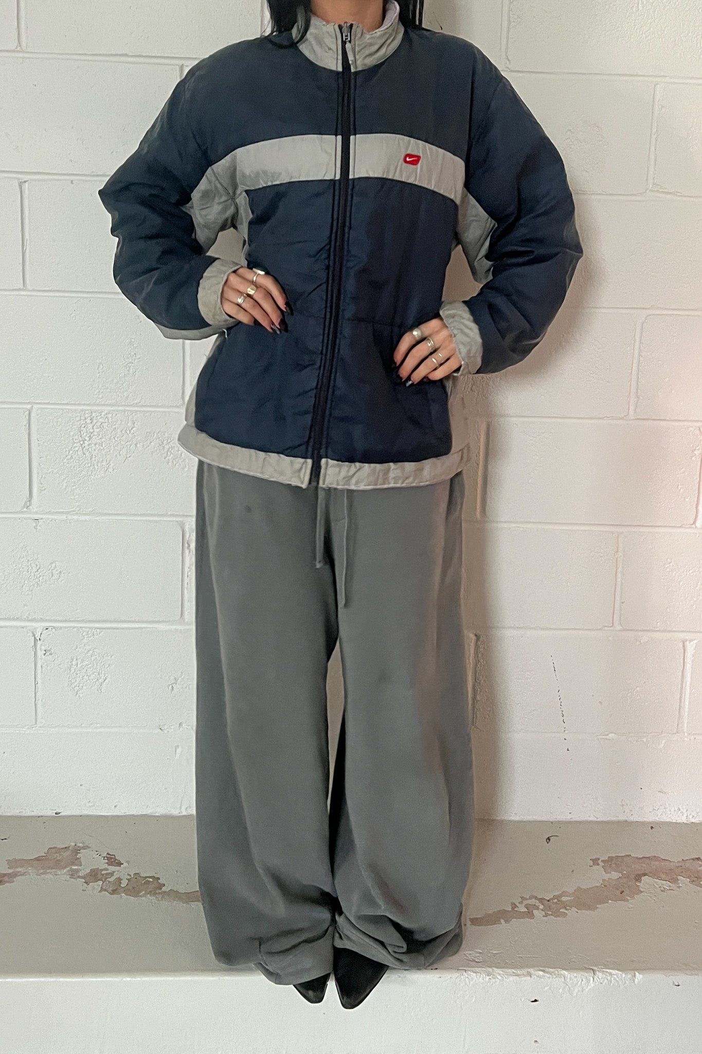 NIKE grey & navy puffer jacket