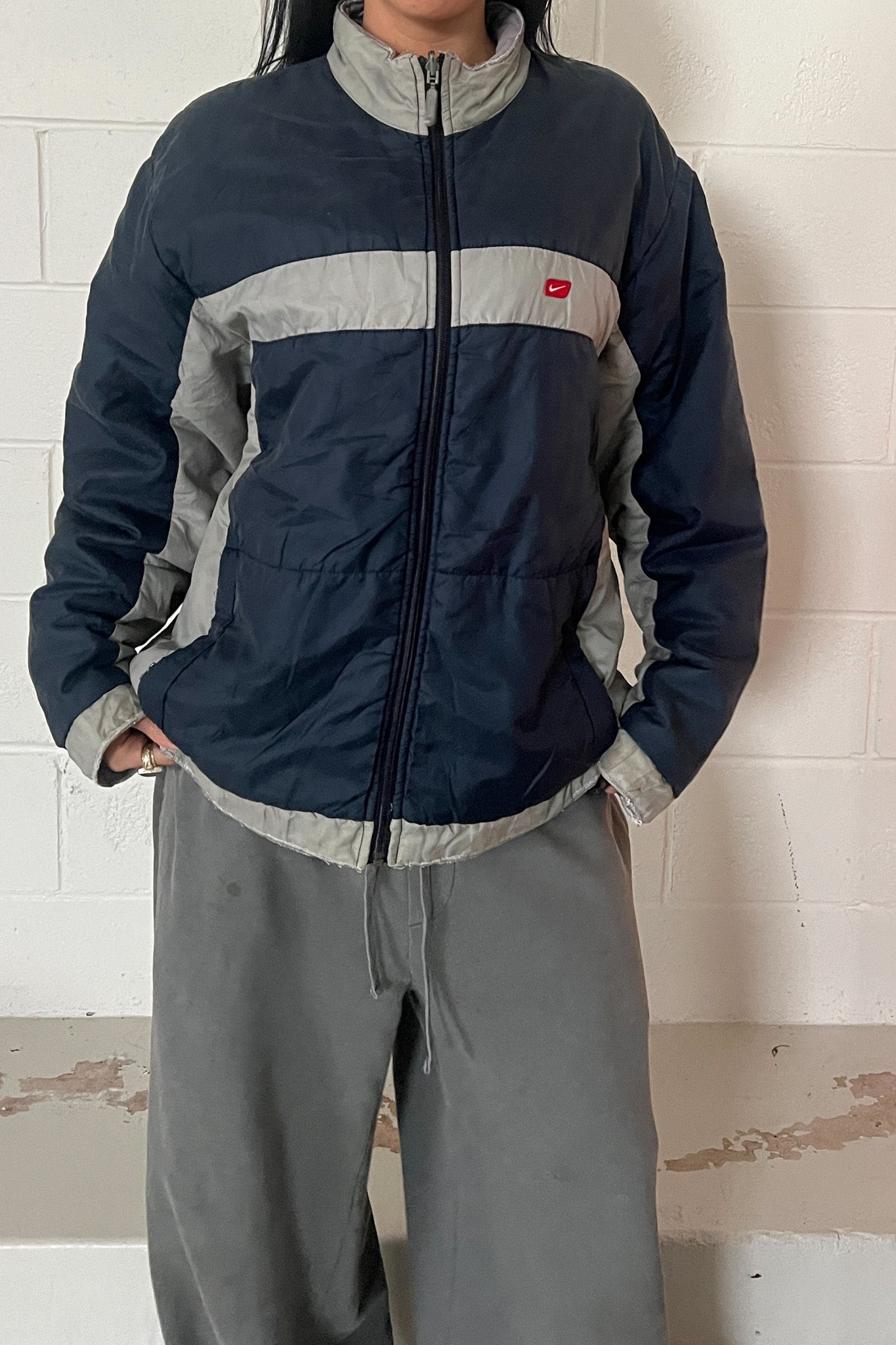 NIKE grey & navy puffer jacket