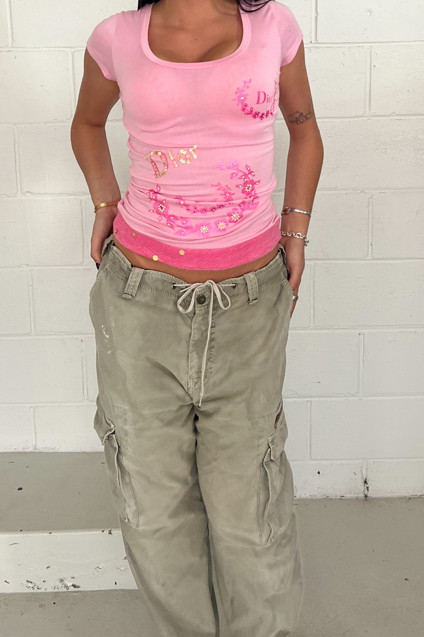 CHRISTIAN DIOR pink sequin vintage tee