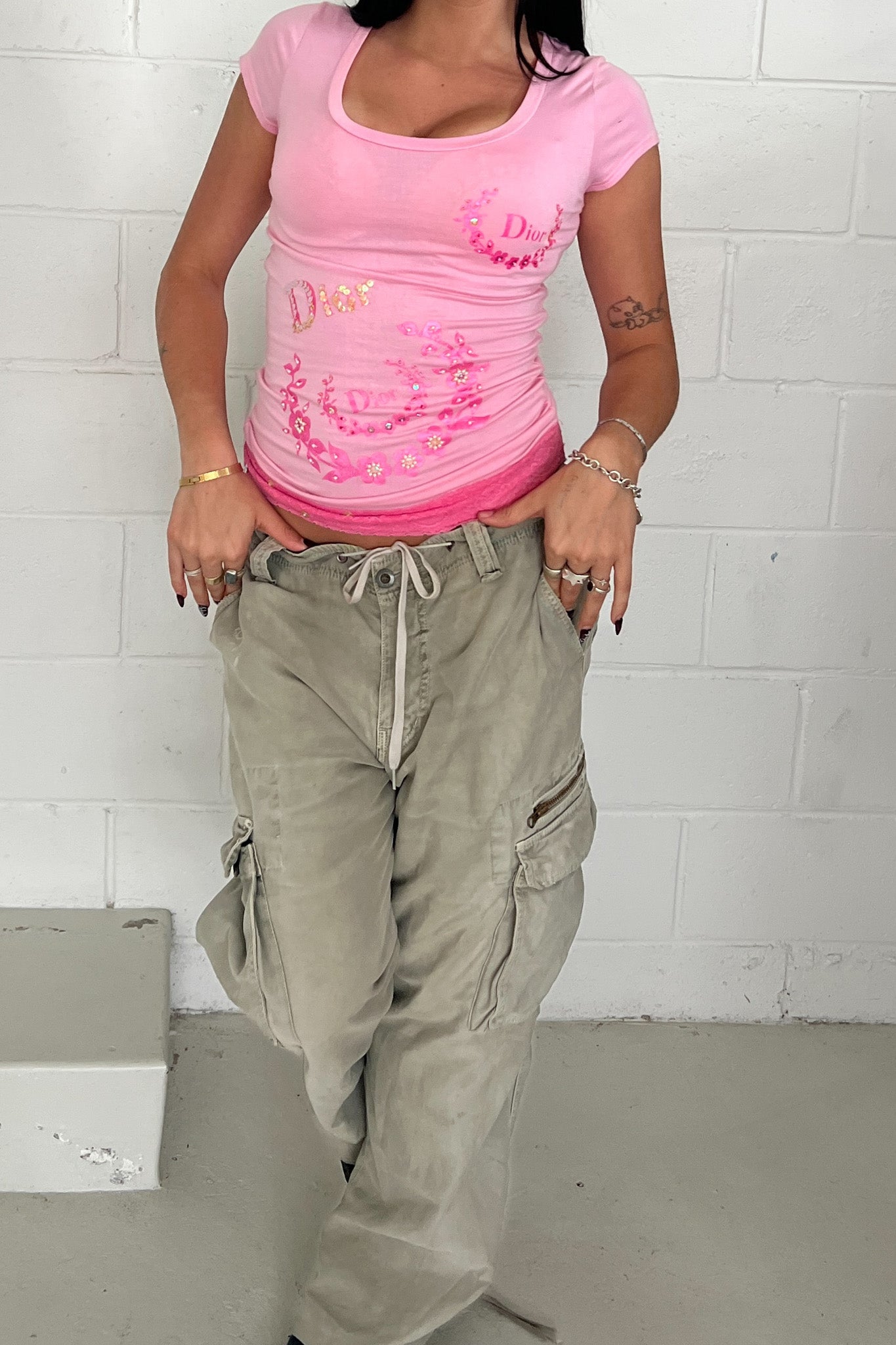 CHRISTIAN DIOR pink sequin vintage tee