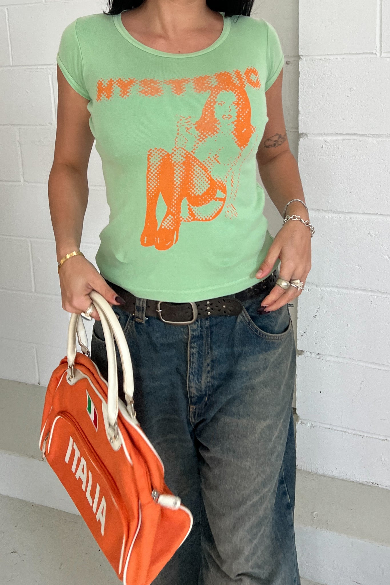 HYSTERIC green Y2K tee