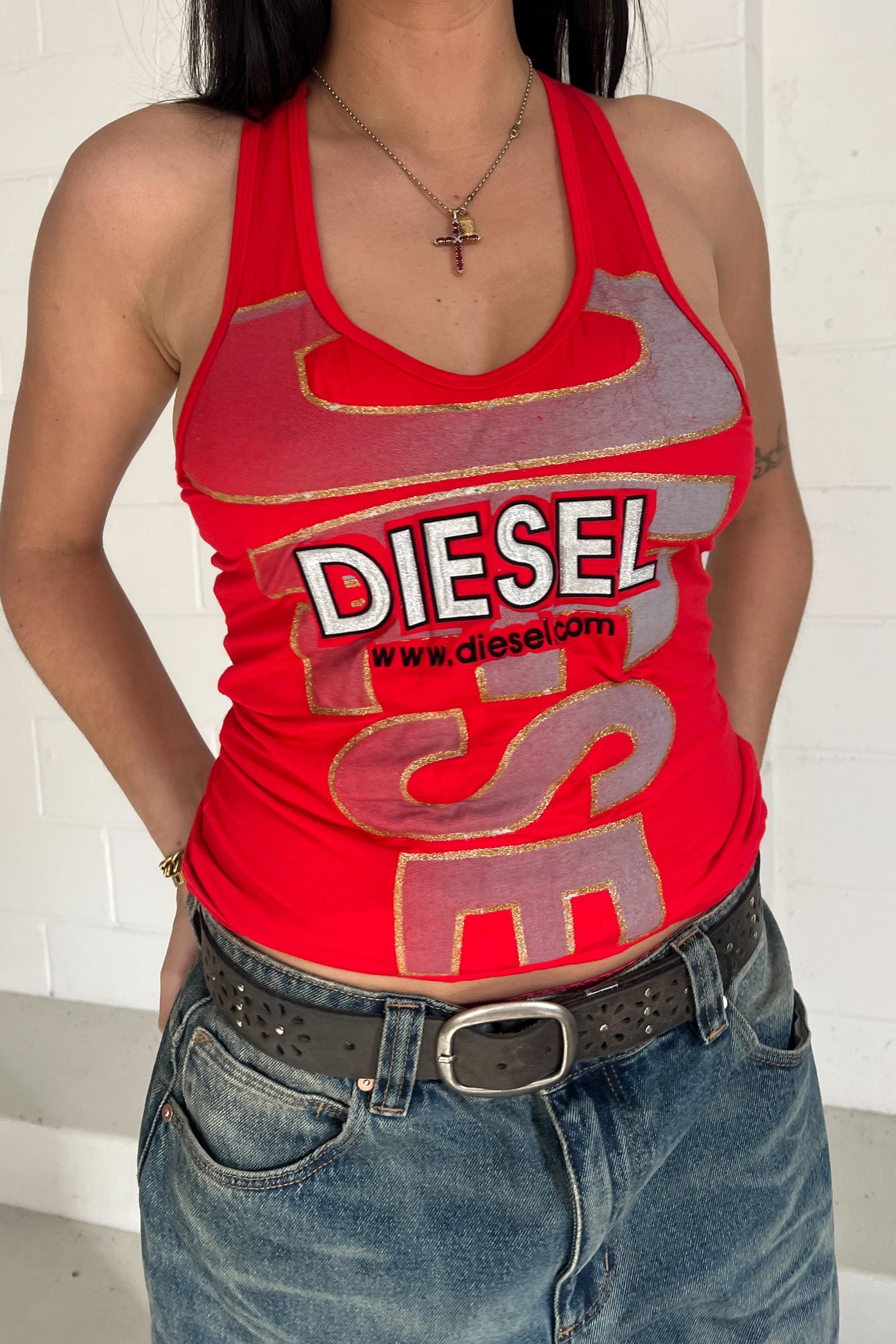 DIESEL red graphic tank