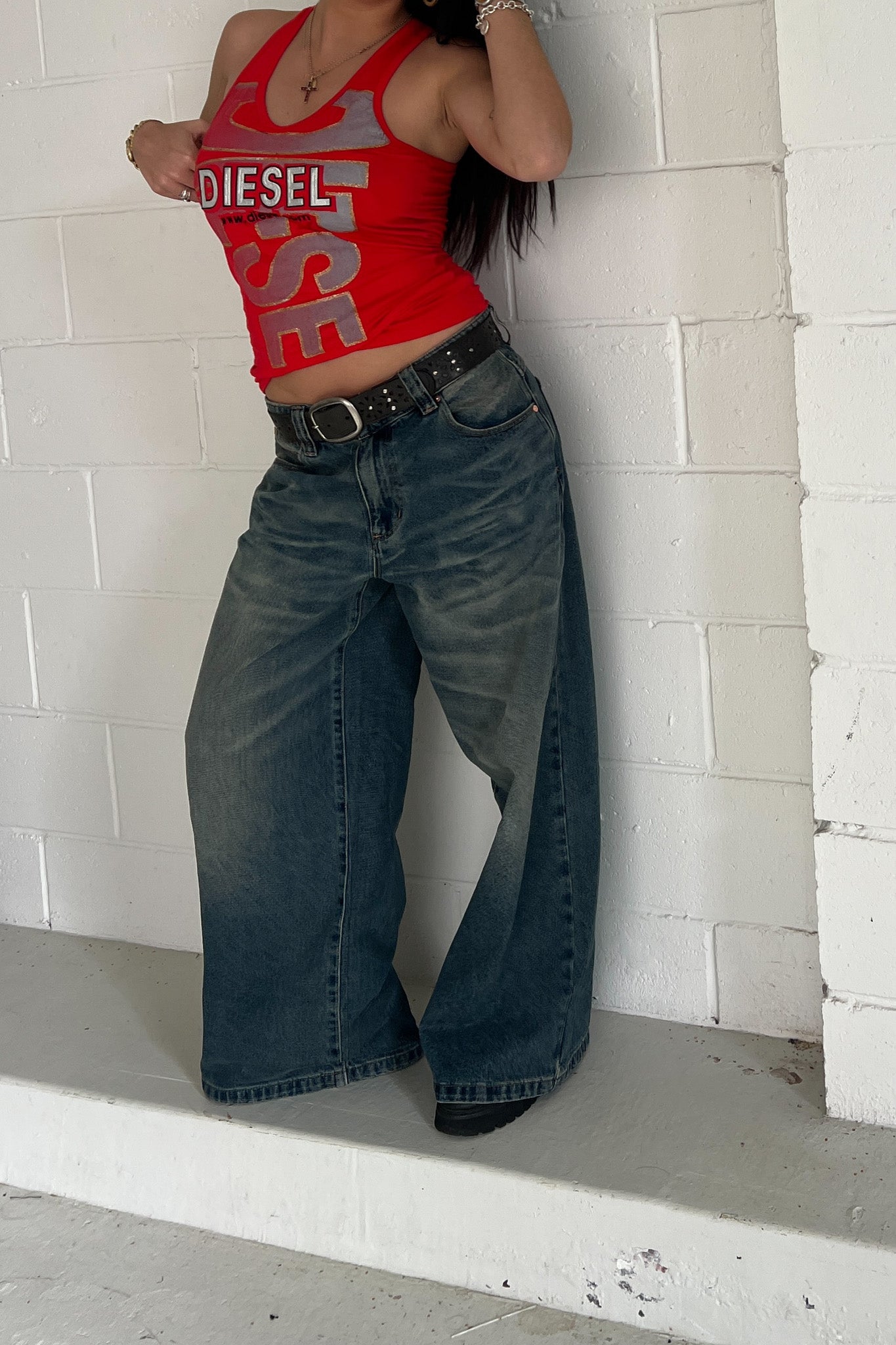 DIESEL red graphic tank