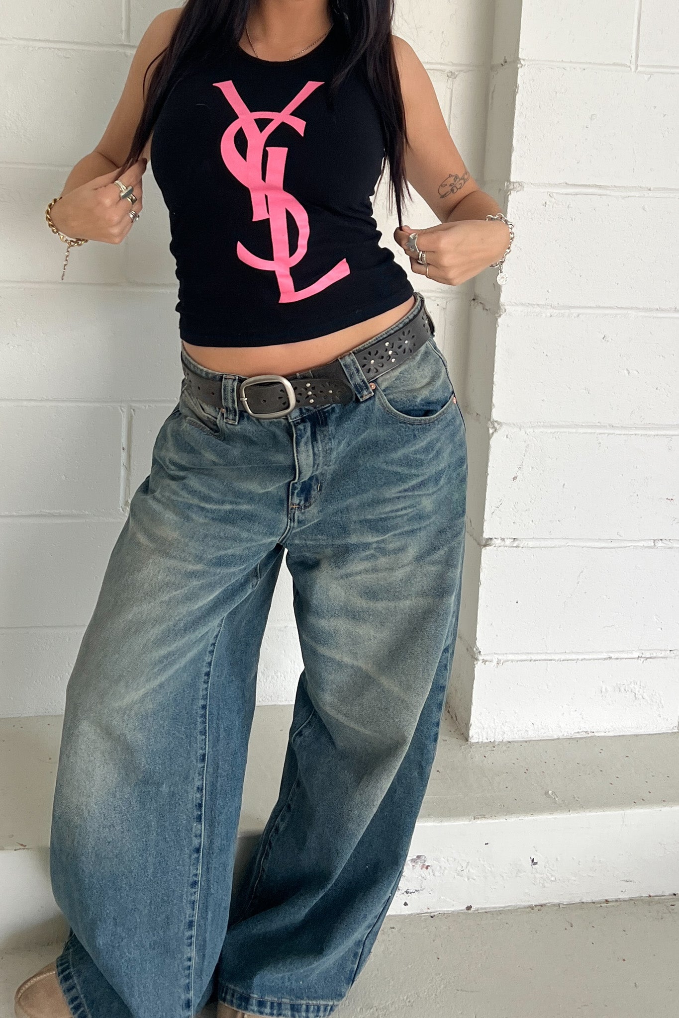YSL black & pink tank