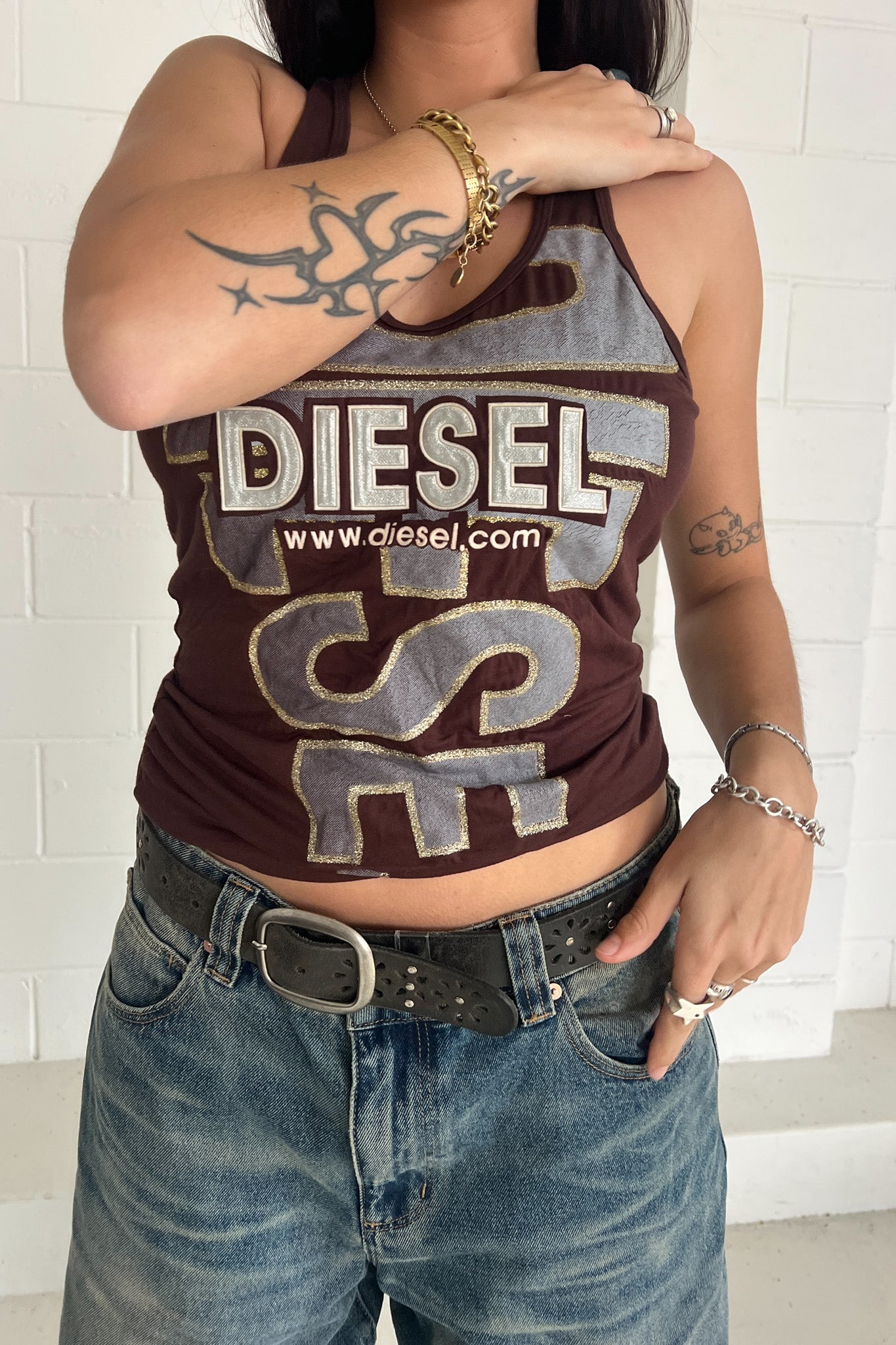 DIESEL brown graphic tank
