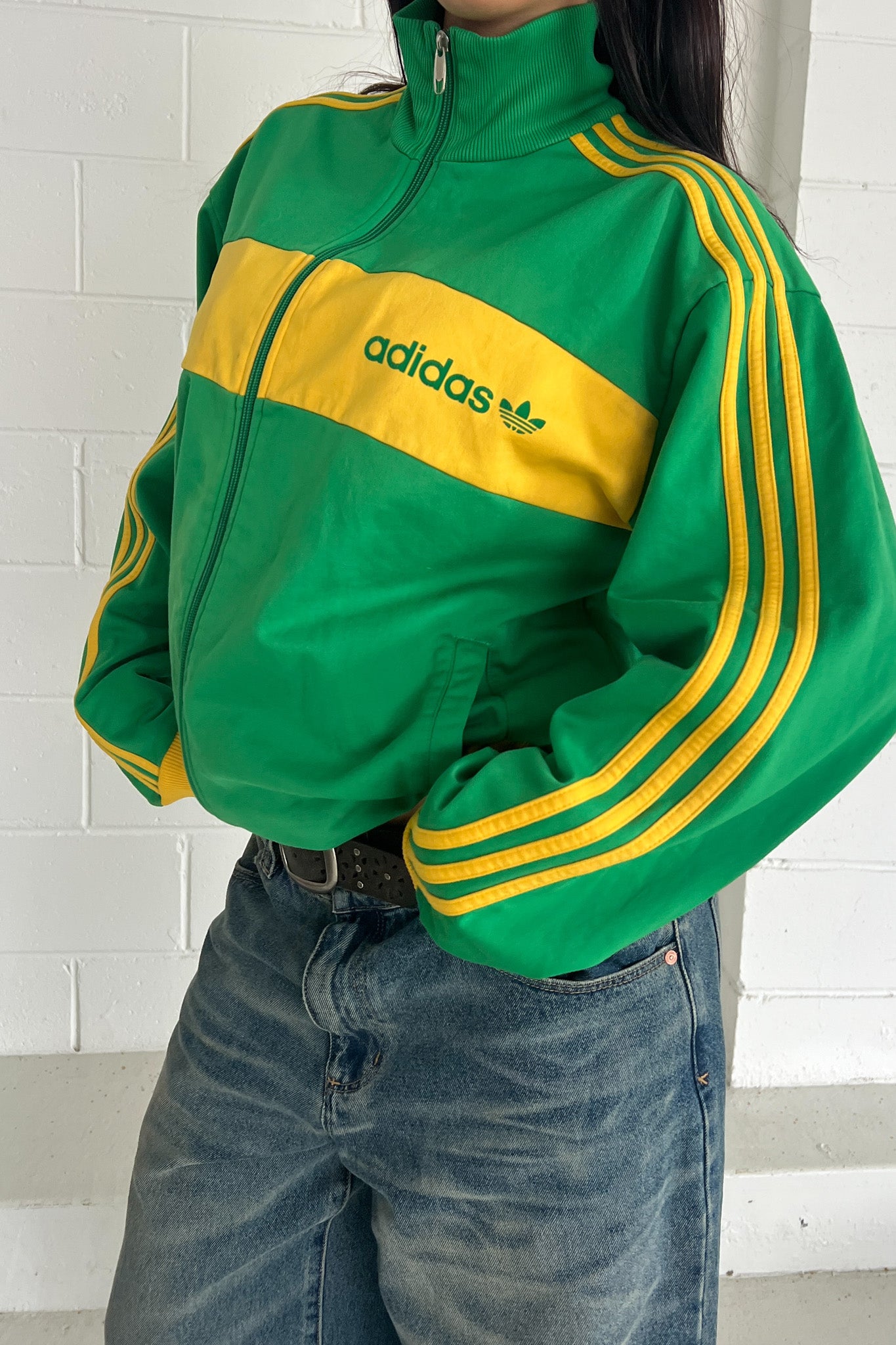 ADIDAS green & yellow track jacket