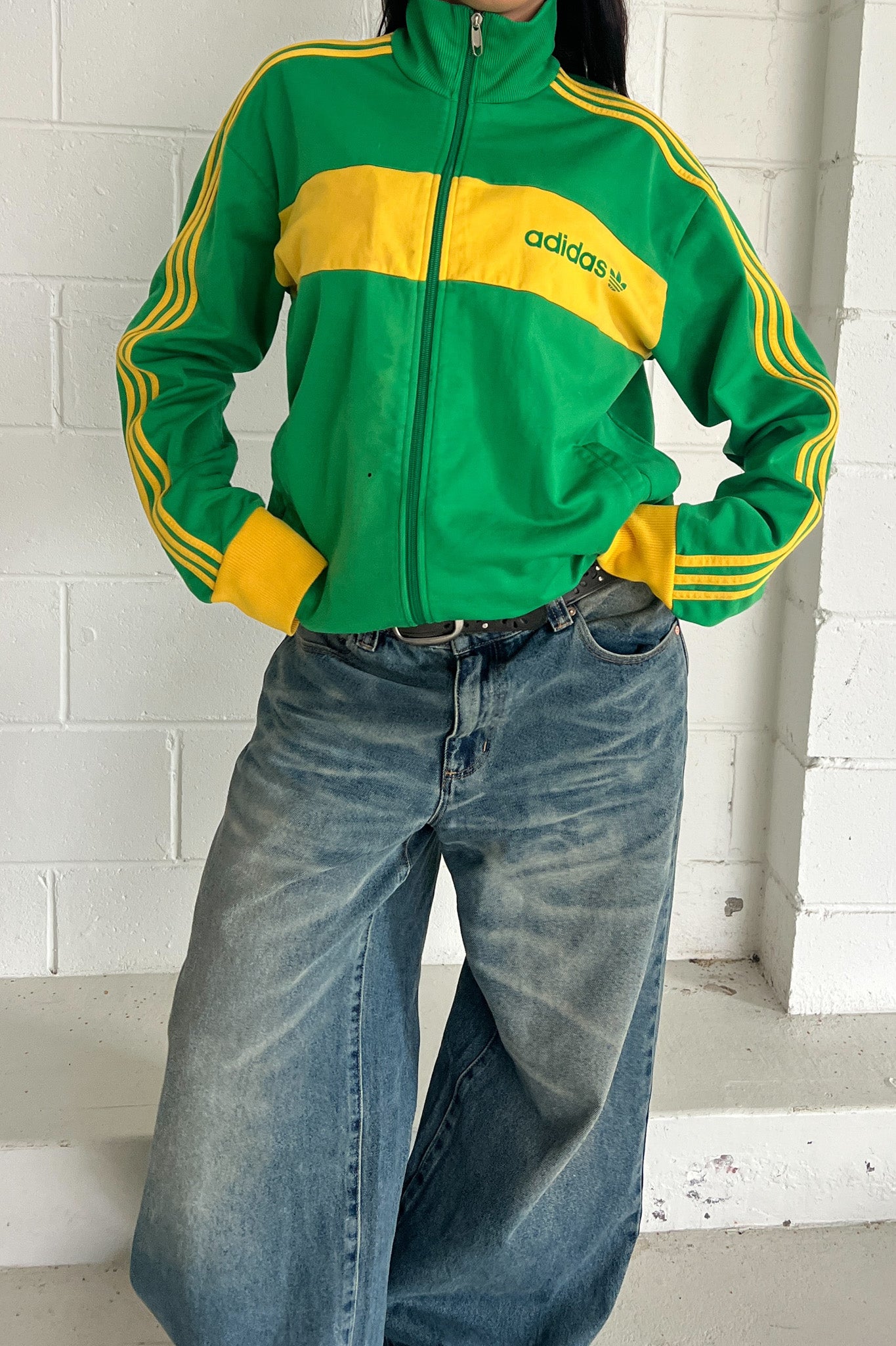 ADIDAS green & yellow track jacket